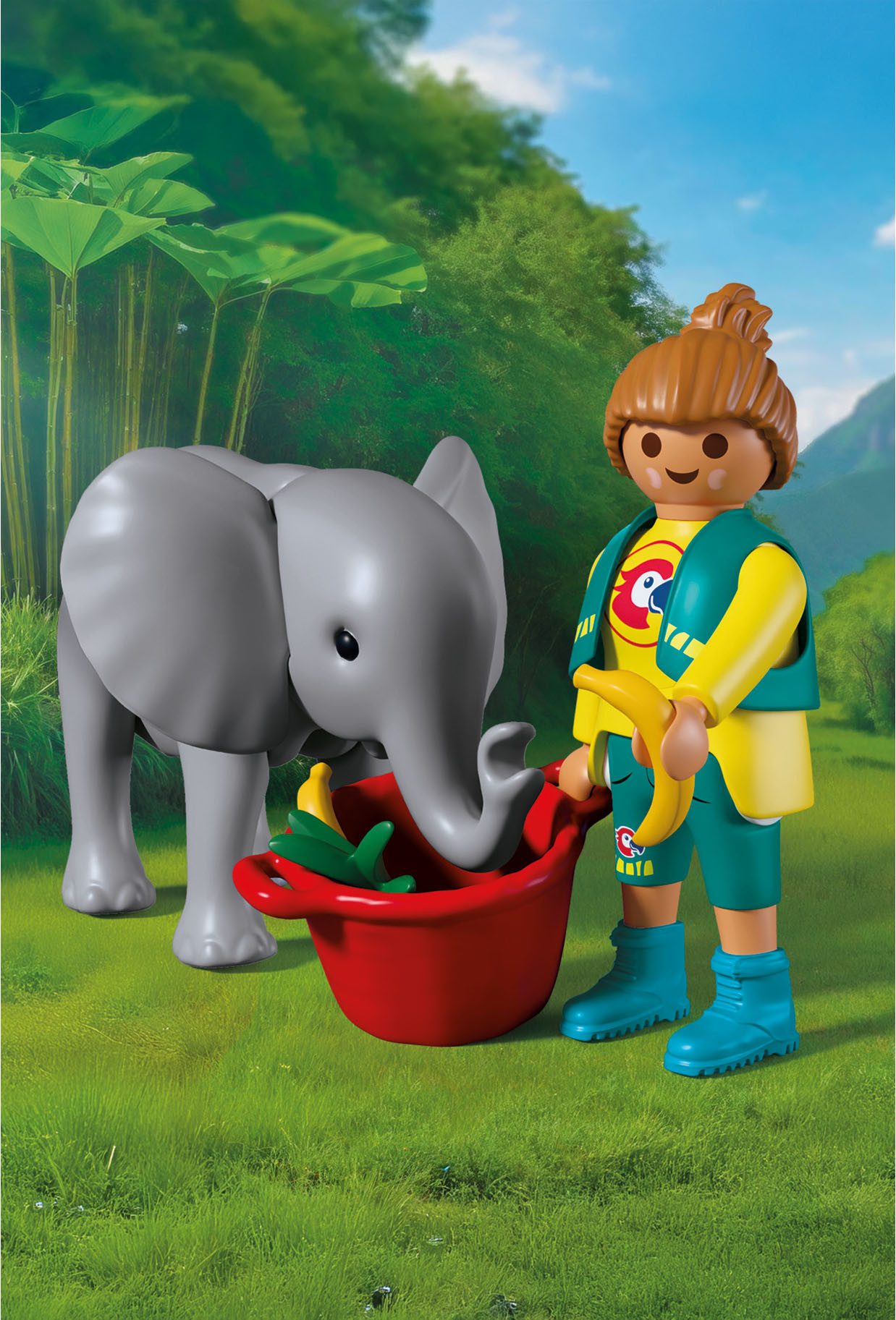 Playmobil® Zoo: Elefantenbaby und Pflegerin (72092), Animals & Friends Konstruktions-Spielset, (6 St), Made in Europe – Bild 4 von 4