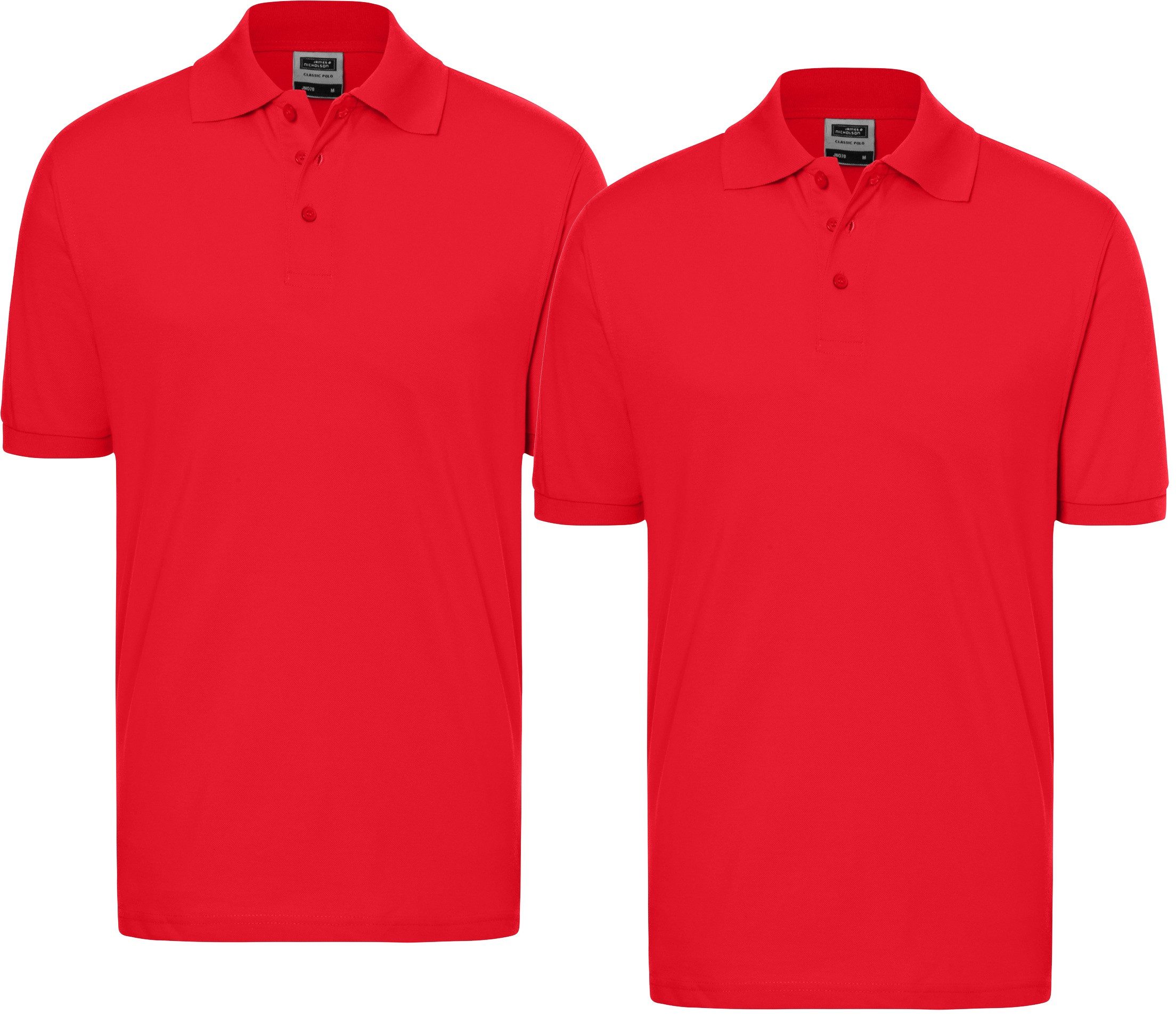 James & Nicholson Poloshirt Doppelpack Feines Herren Piqué-Polohemd mit gestrickten Bündchen JN070 (Doppelpack, 2er-Pack) Sportlicher Schnitt mit Seitenschlitzen