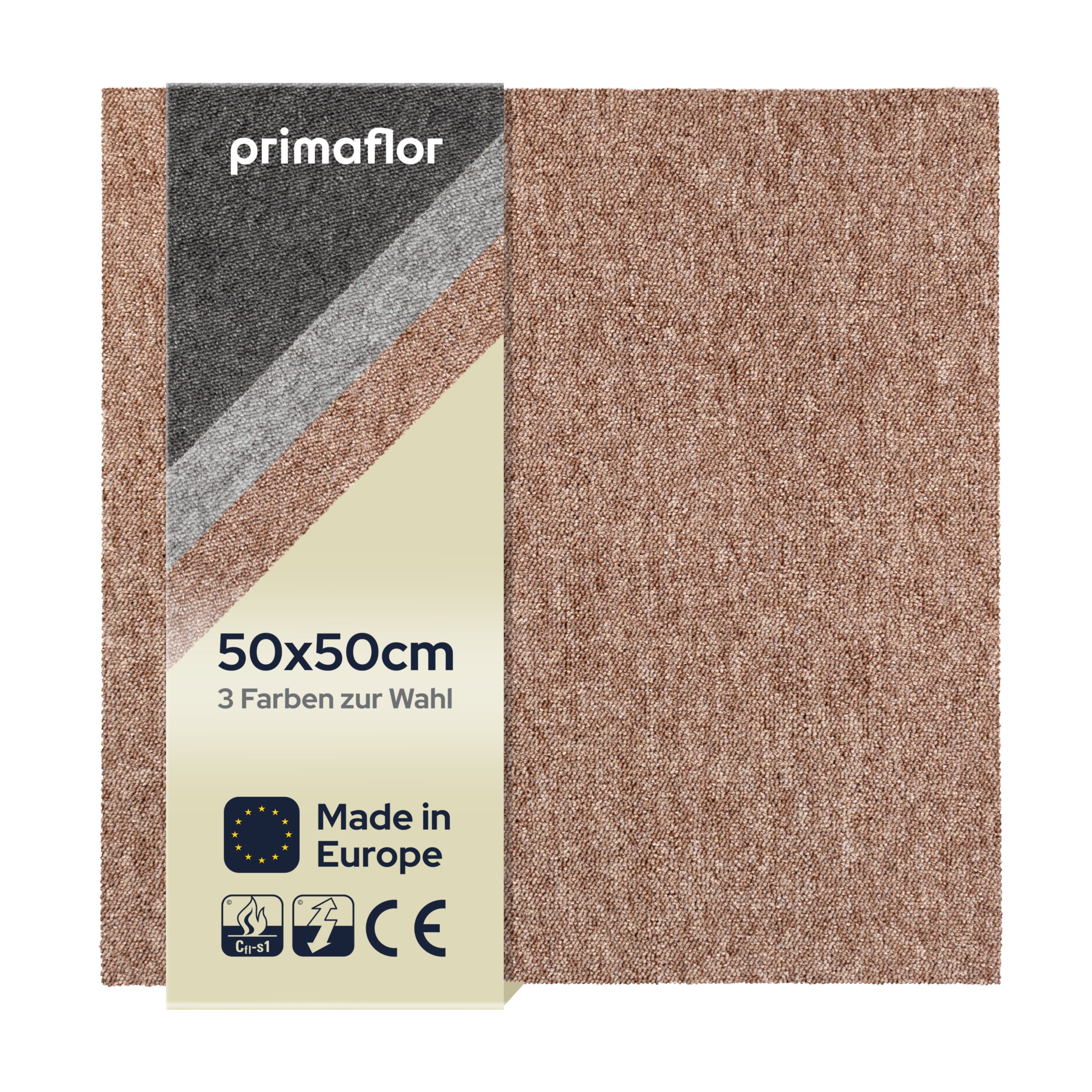 Teppichfliese ASTRA- pflegeleicht, Primaflor-Ideen Quadratisch, - Farben in Schlinge 5 Creme 3 Höhe: 50x50cm - Textil, und robust mm