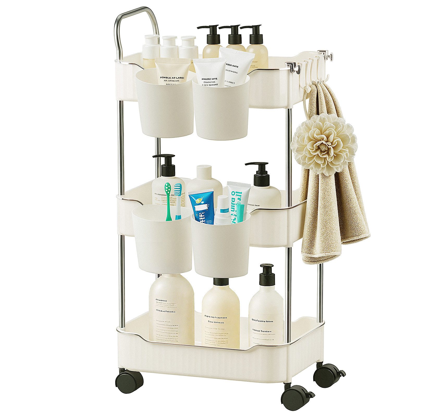 ElitVita Beistellwagen Küchenwagen mit Rolle, 3 Ebenen, mit Hängebecherhalt günstig online kaufen