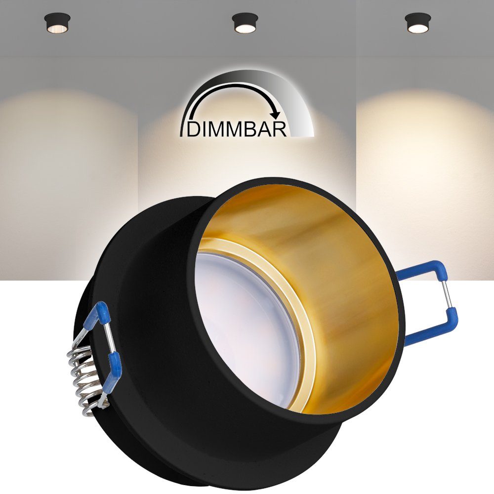 LEDANDO LED Einbaustrahler LED Einbaustrahler Set LED mit (35mm) Ma / Schwarz FLACH EXTRA in Gold