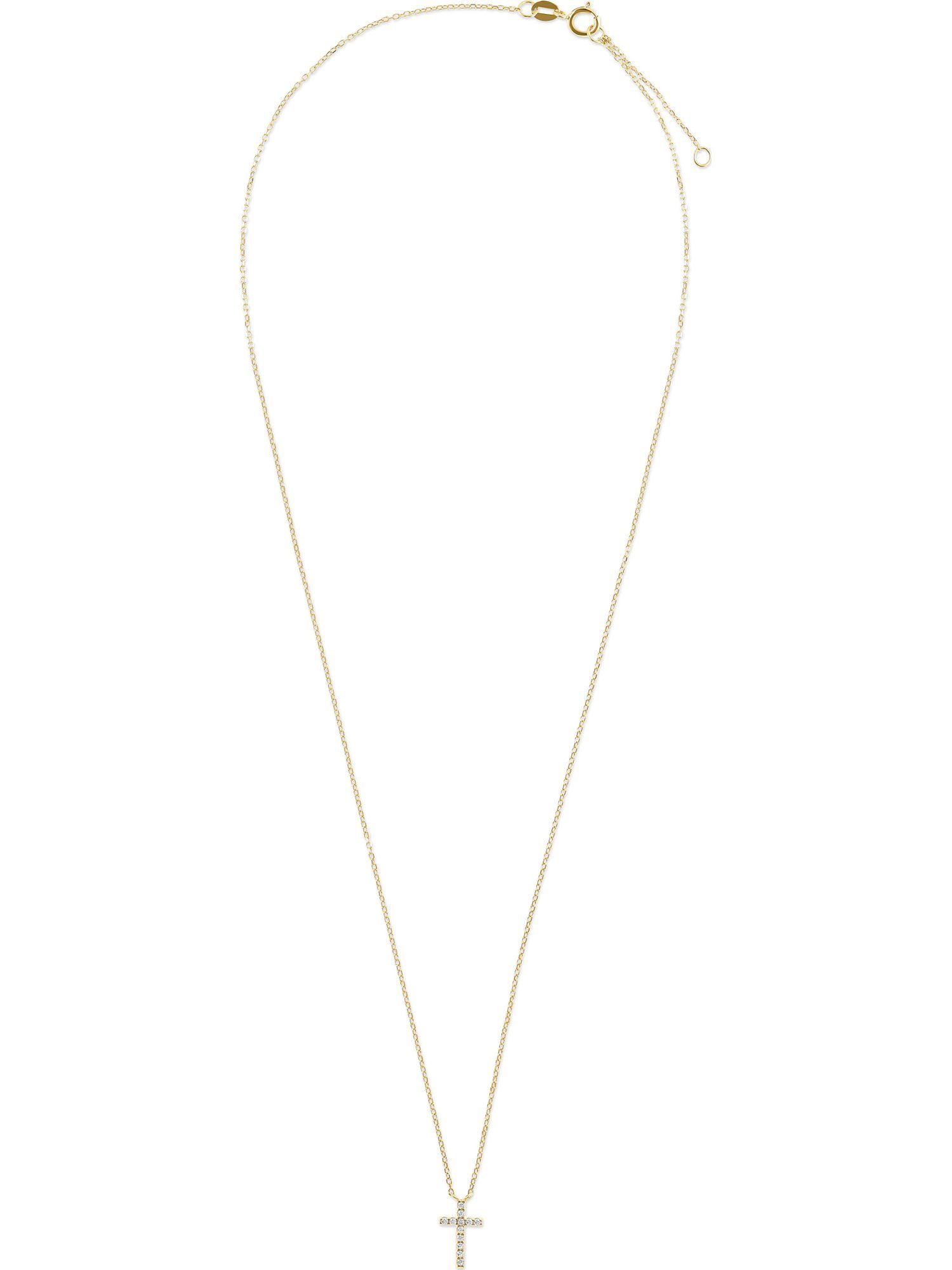 FAVS Collier FAVS Damen-Kette 375er Gelbgold 12 Zirkonia Kreuz günstig online kaufen