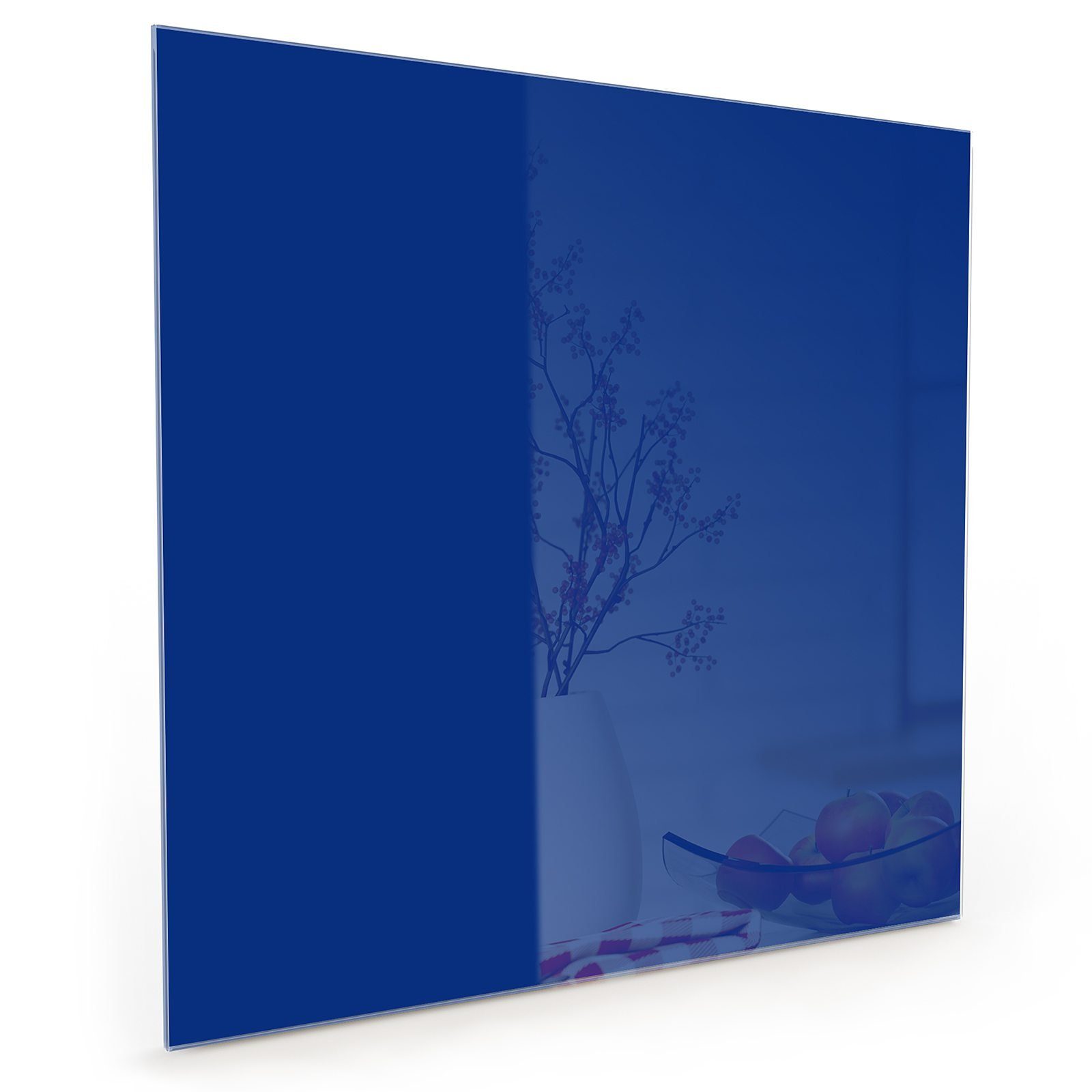 Primedeco Küchenrückwand Spritzschutz Glas Königsblauer Hintergrund I