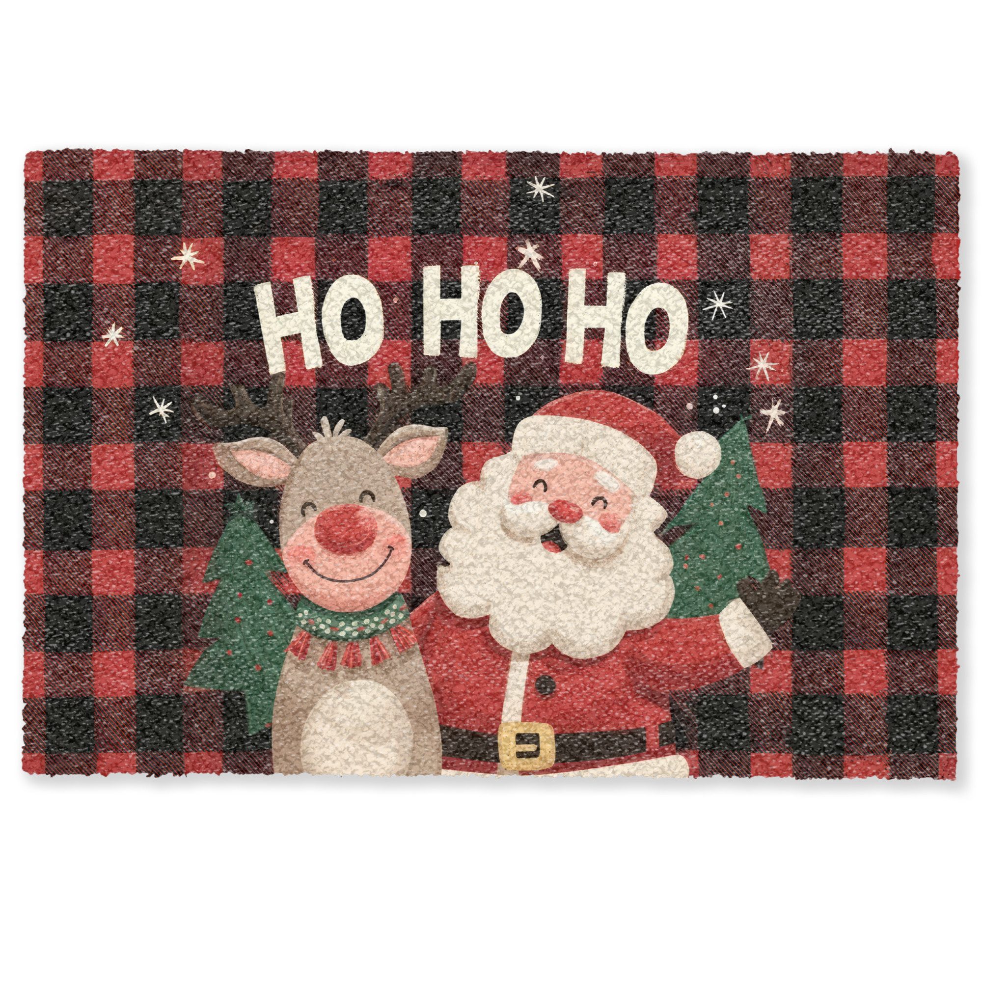 MuchoWow Fußmatte Weihnachtsmann - Rentier - Text - Rot - Schwarz, Rechteck günstig online kaufen