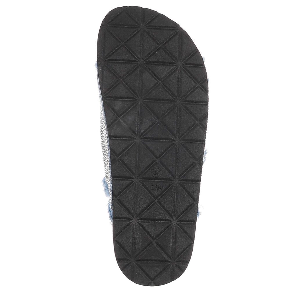 Ital-Design Glamouröse Damen Sandalen mit Strass und Korkfußbett Pantolette (91512391) Flach Pantoletten in Hellblau