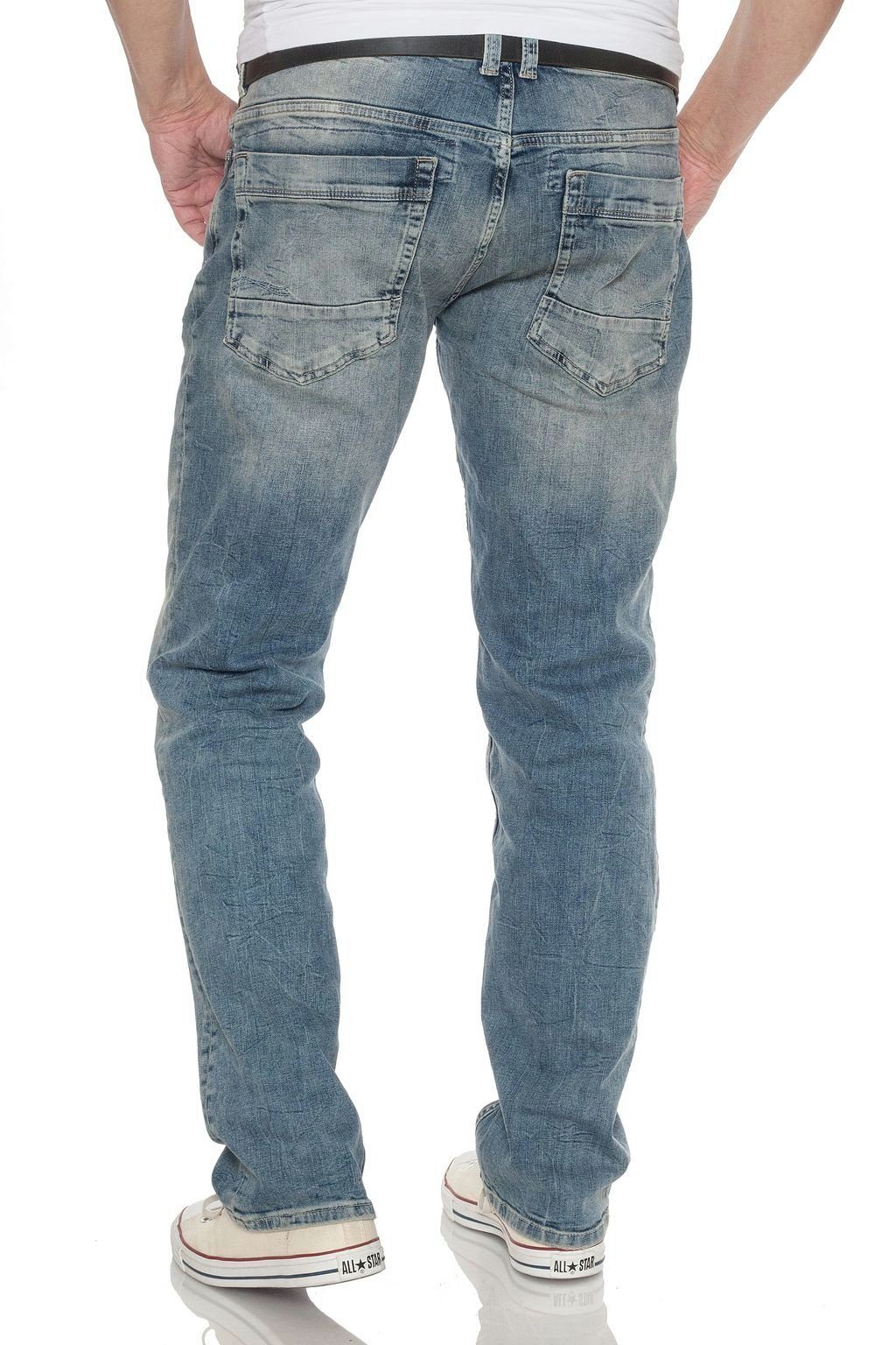 Miracle of Denim Straight-Jeans M.O.D Comfort Thomas stonewashed mittelblau Blue Alava