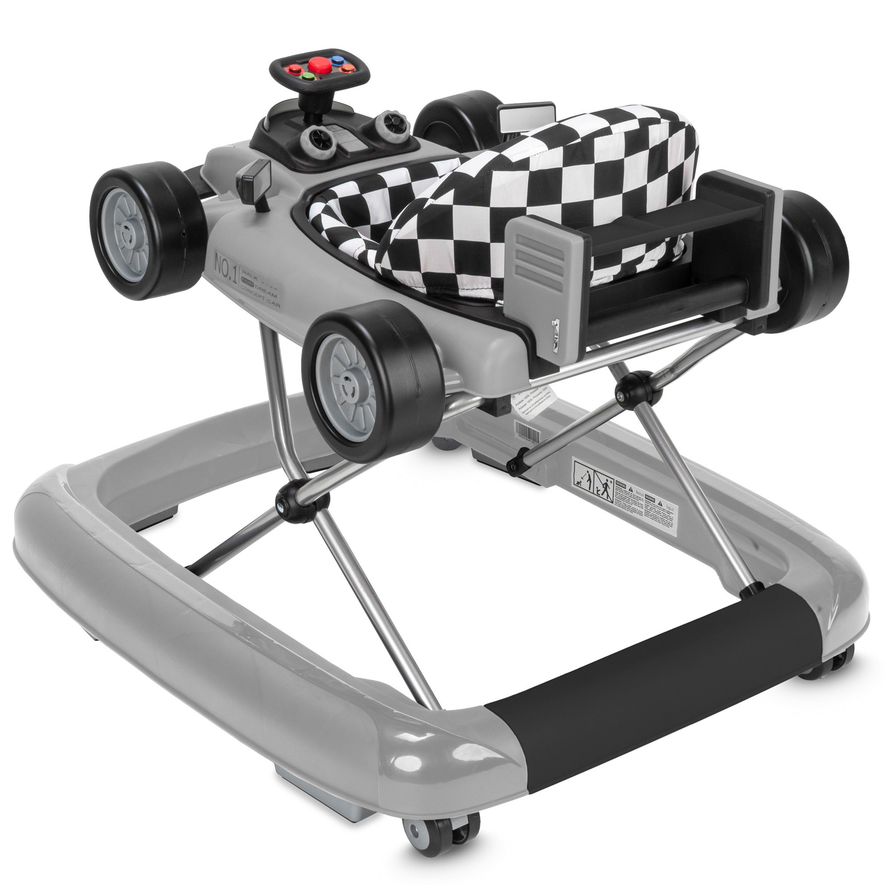 ib style Lauflernhilfe Little Speedster Babywalker Grau, Lauflernwagen mit Soundeffekten - Abnehmbarer Laufwagen