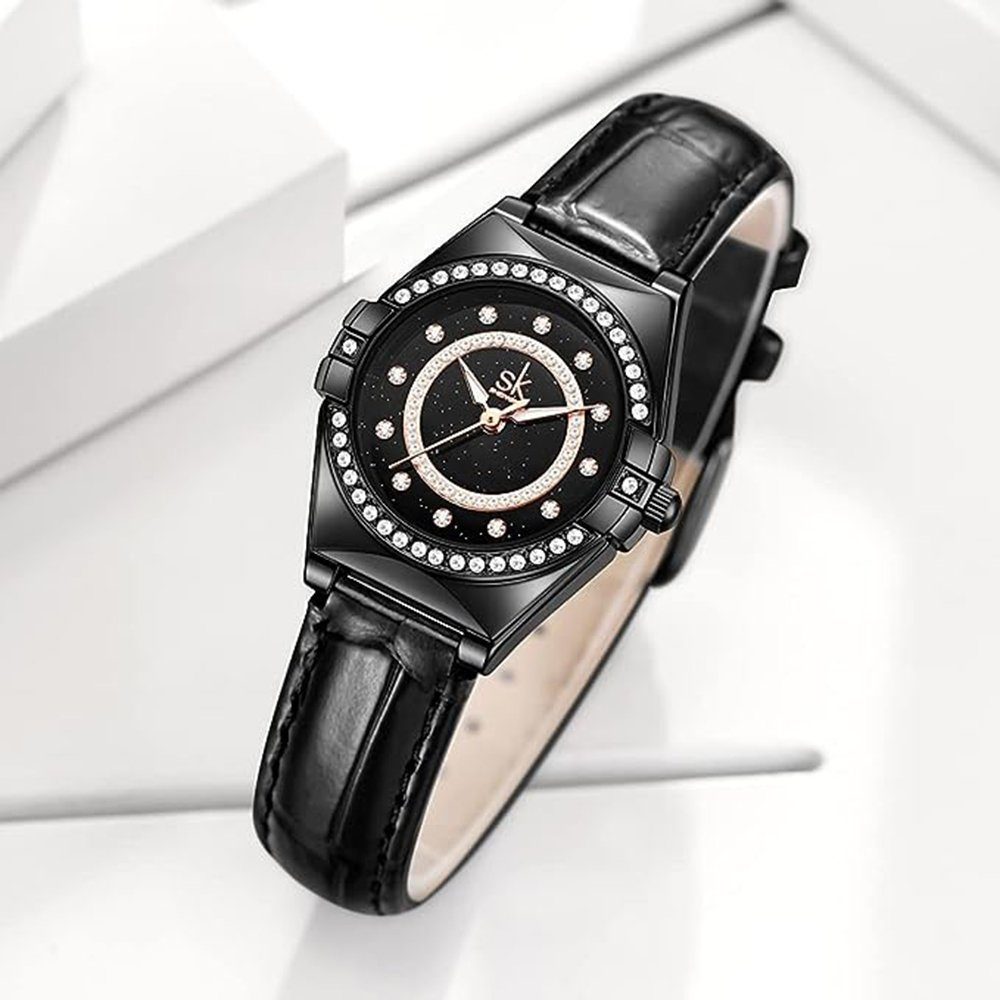 Damenuhren, Uhr Quarzuhr Diamond Haiaveng Damen-Armbanduhr,Fashion Kristall-Diamanten Wasserdichte Business Star