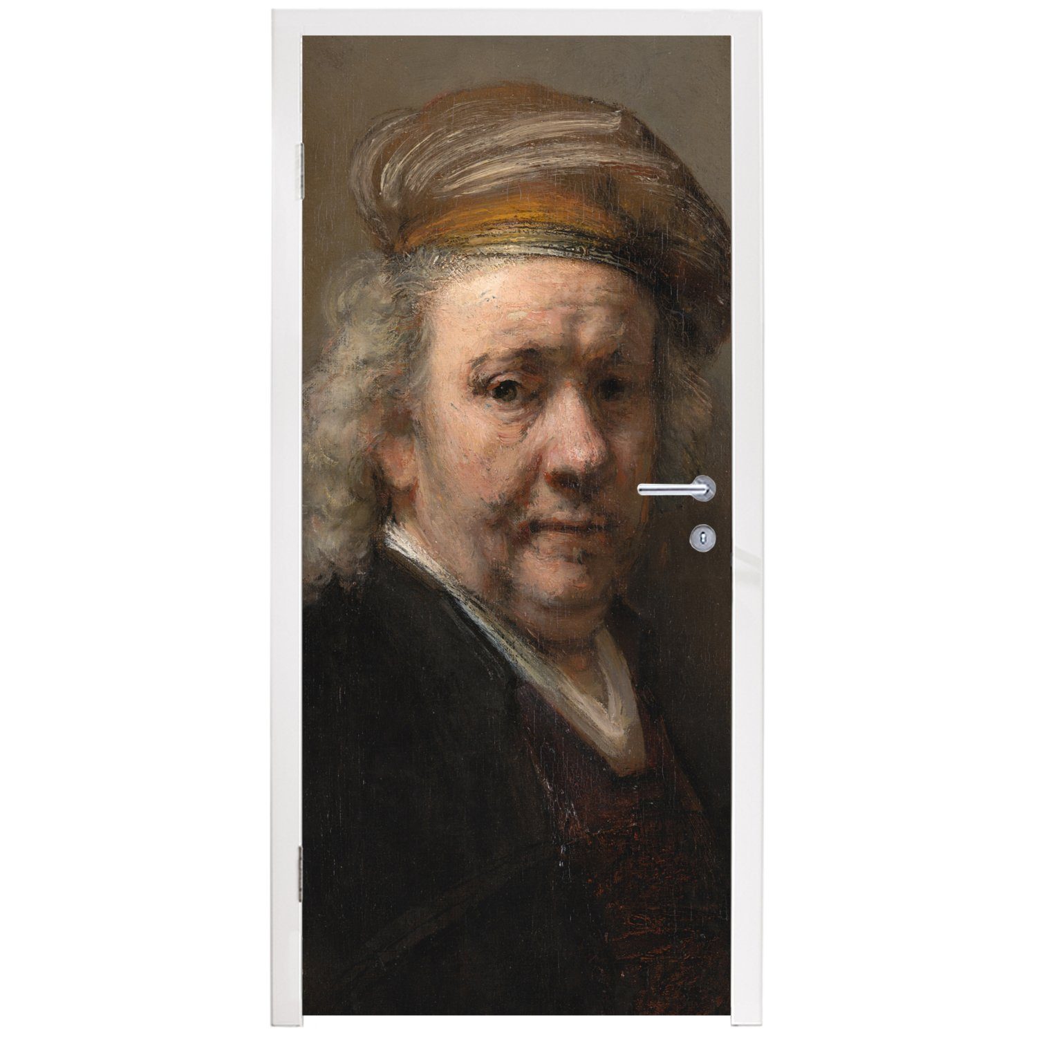 (1 Fototapete van Rijn, Matt, Türtapete cm von Gemälde Türaufkleber, St), Tür, 75x205 - MuchoWow bedruckt, Rembrandt Selbstbildnis für