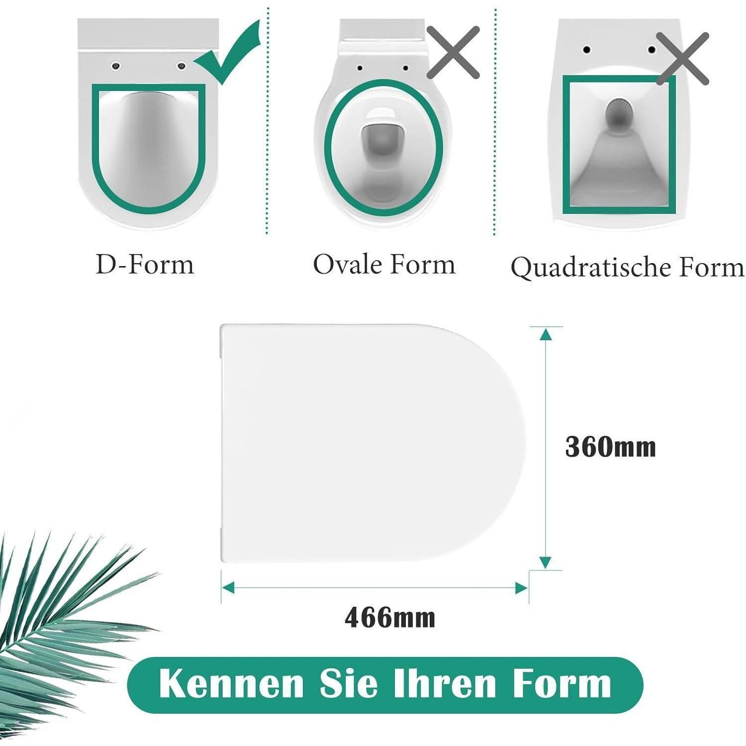 LuxusKollektion WC-Sitz Toilettendeckel WC Sitz D-Form Absenkautomatik Antibakteriell (1-St) – Bild 3 von 5