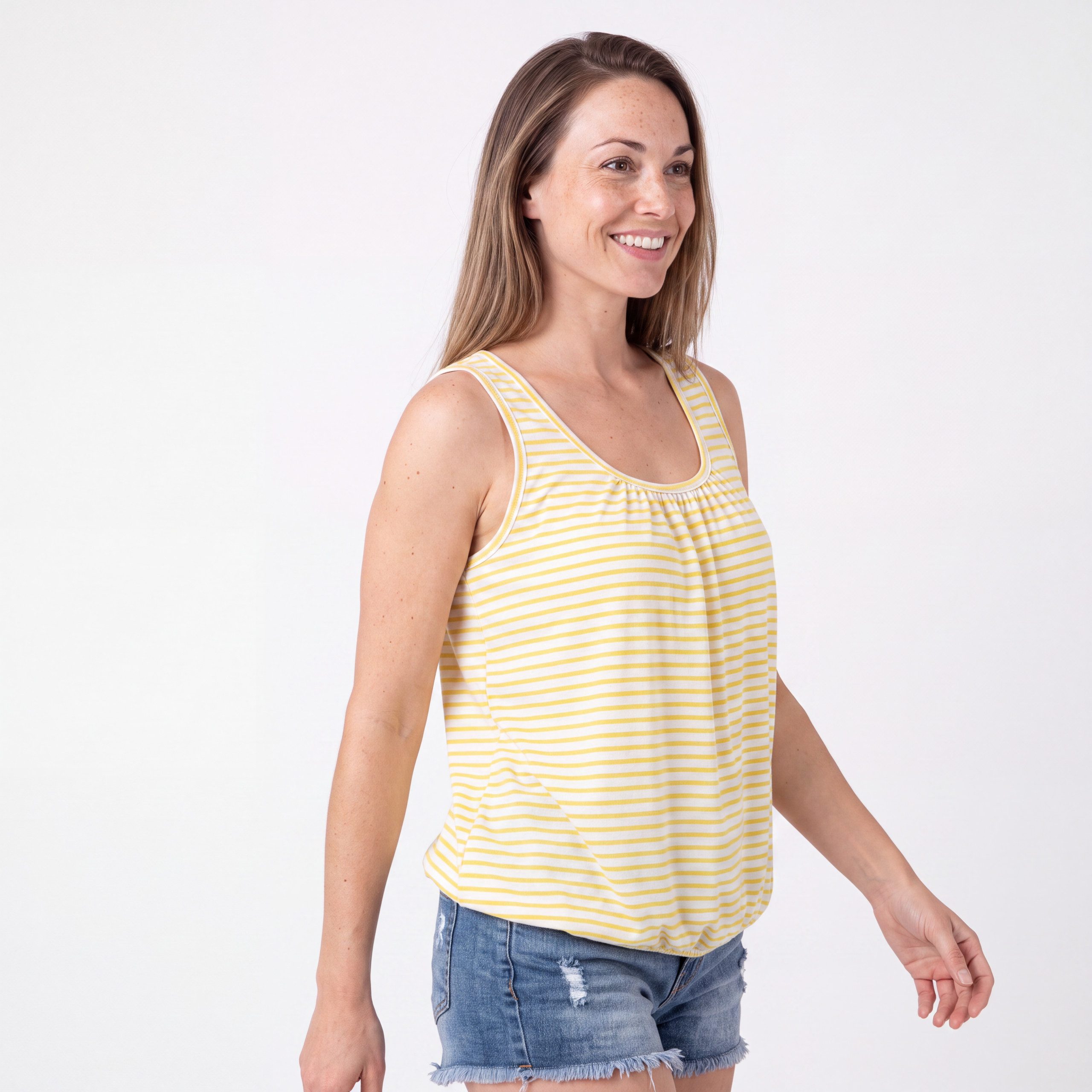 OriginalYou Trägertop Sommertop Querstreifen Freizeitshirt Rundhals Baumwolltop One Size 38/42 (38-40 oversize, 40-42 regular)