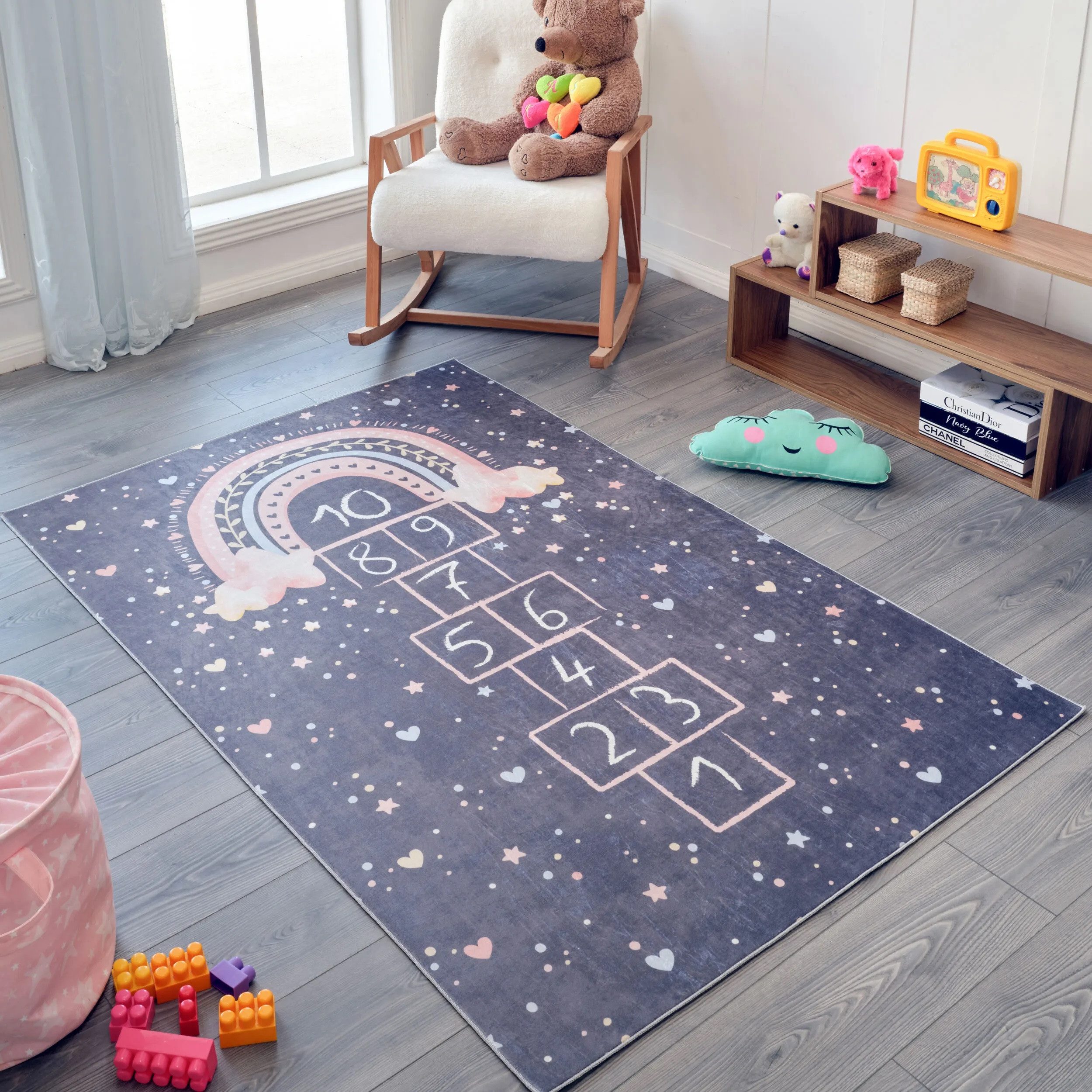 TEPPIA Kinderteppich Teppia 52041 Kinderteppich Hüpfspiel mit Regenbogenzauber