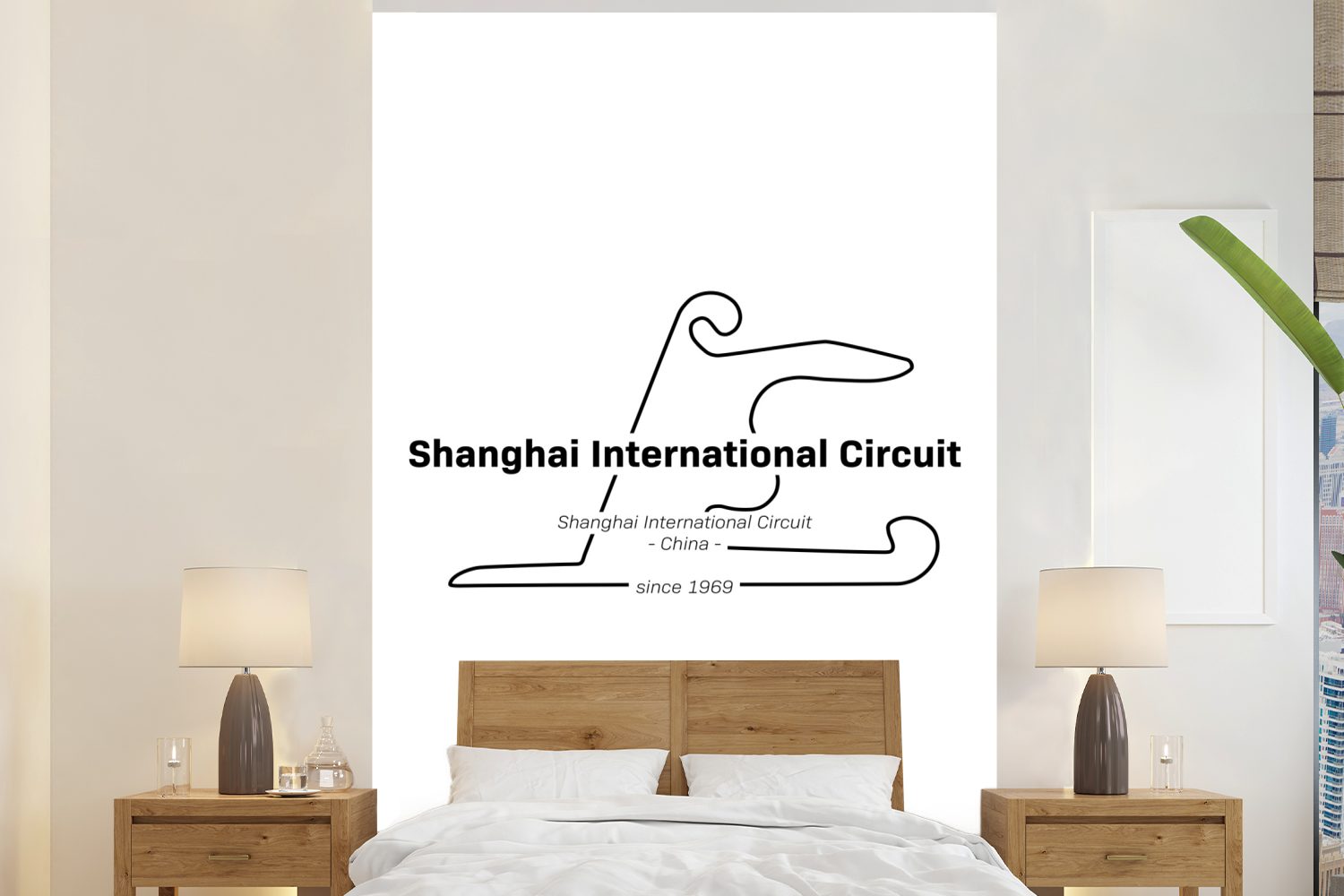MuchoWow Fototapete China - Rennstrecke - Formel 1, Matt, bedruckt, (3 St), Montagefertig Vinyl Tapete für Wohnzimmer, Wandtapete