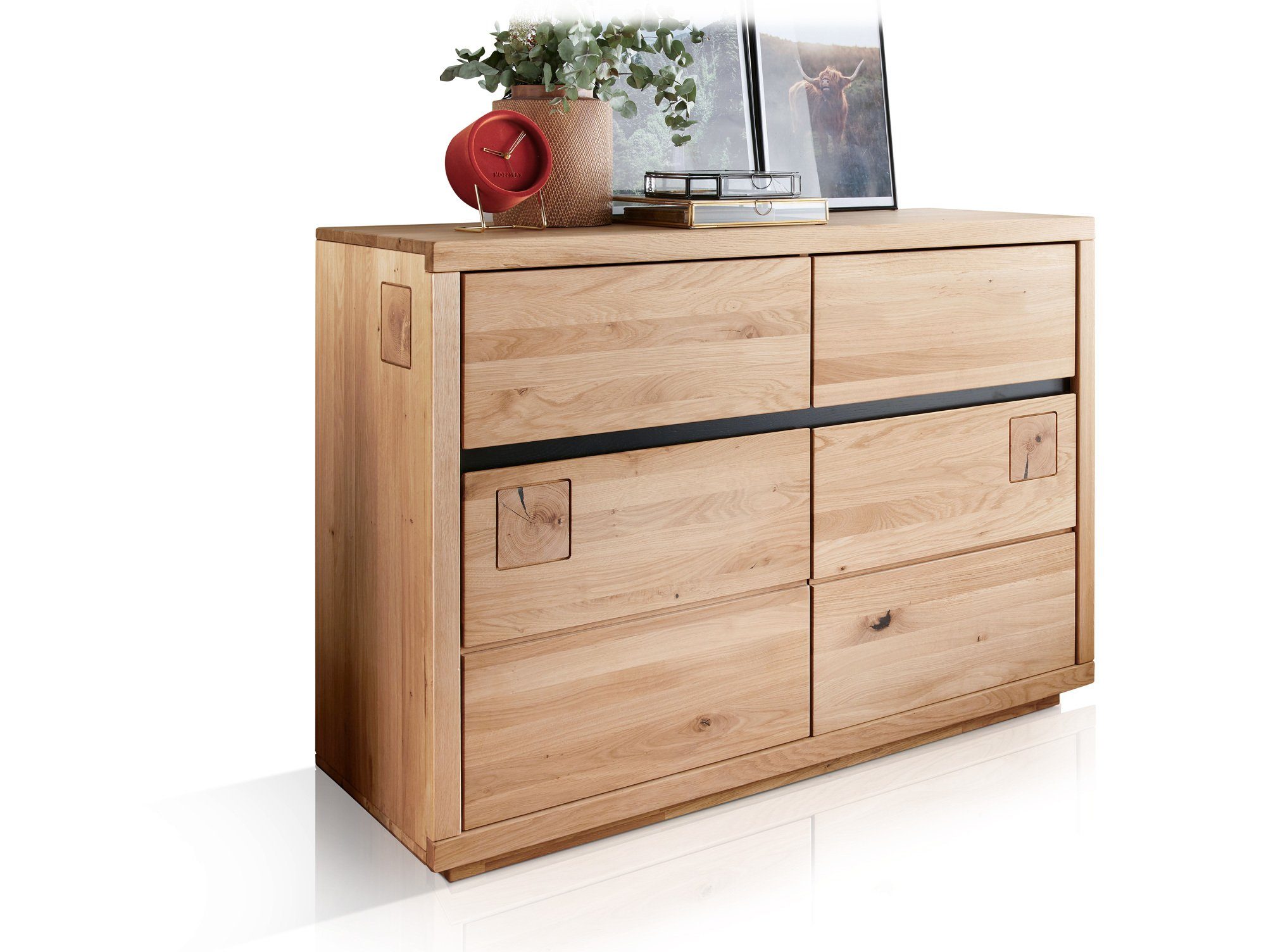 Moebel-Eins Kommode, CALDERA Sideboard I, Material Massivholz, Wildeiche geölt