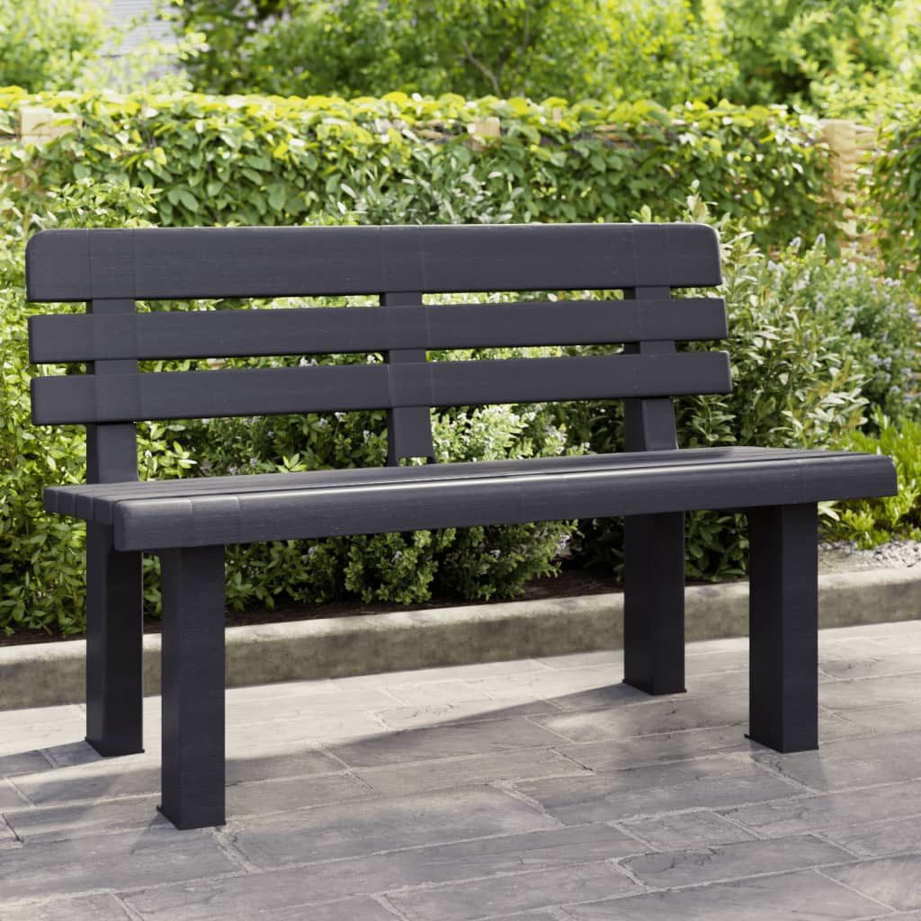 furnicato Gartenbank Anthrazit 110 x 52 x 71 cm – Stabil und Bequem, Hitzebeständige Sitzbank mit Rückenlehne für die Veranda oder Terrasse