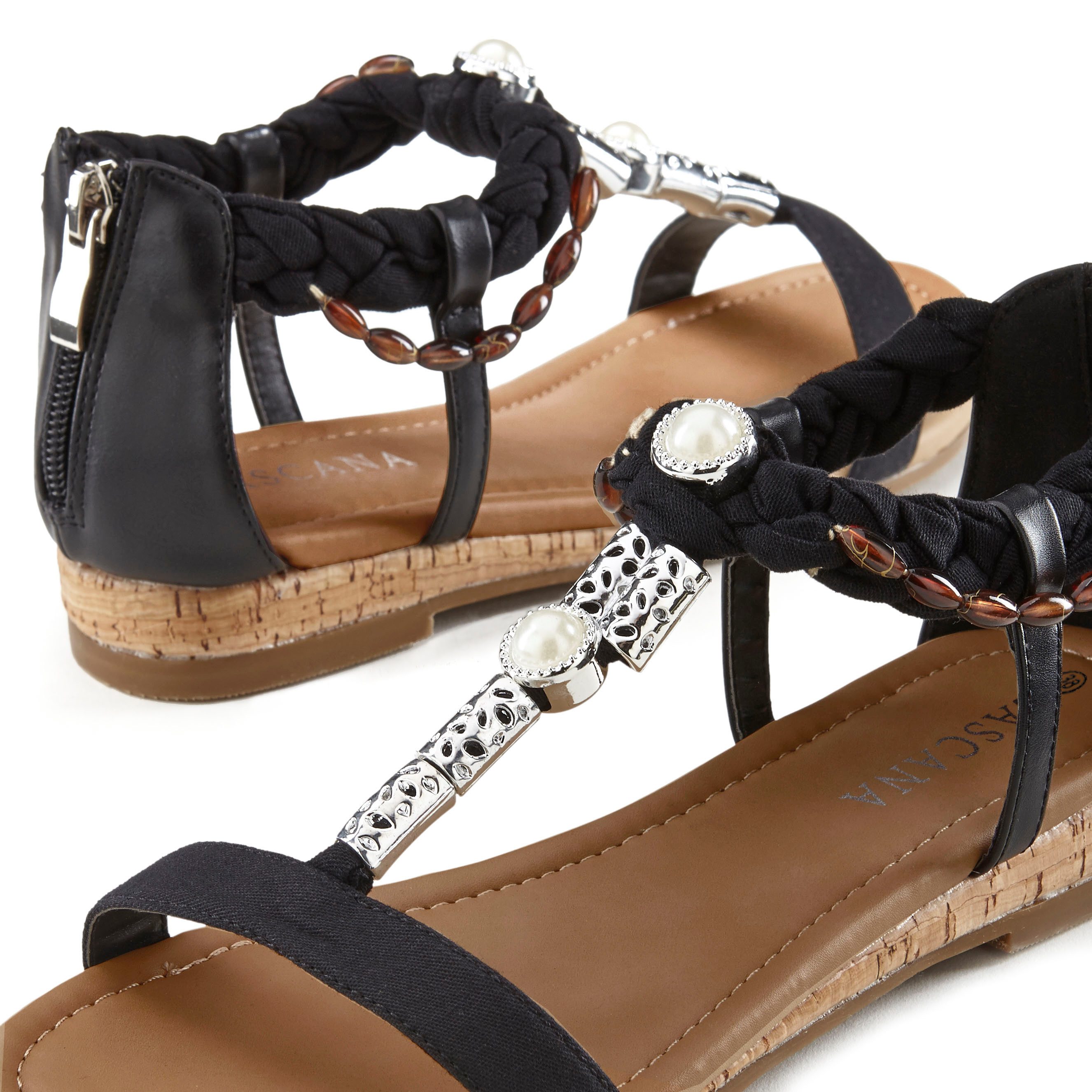 LASCANA offener Schuh, Sandale Sandalette, Sommerschuh mit Schmuckelementen VEGAN