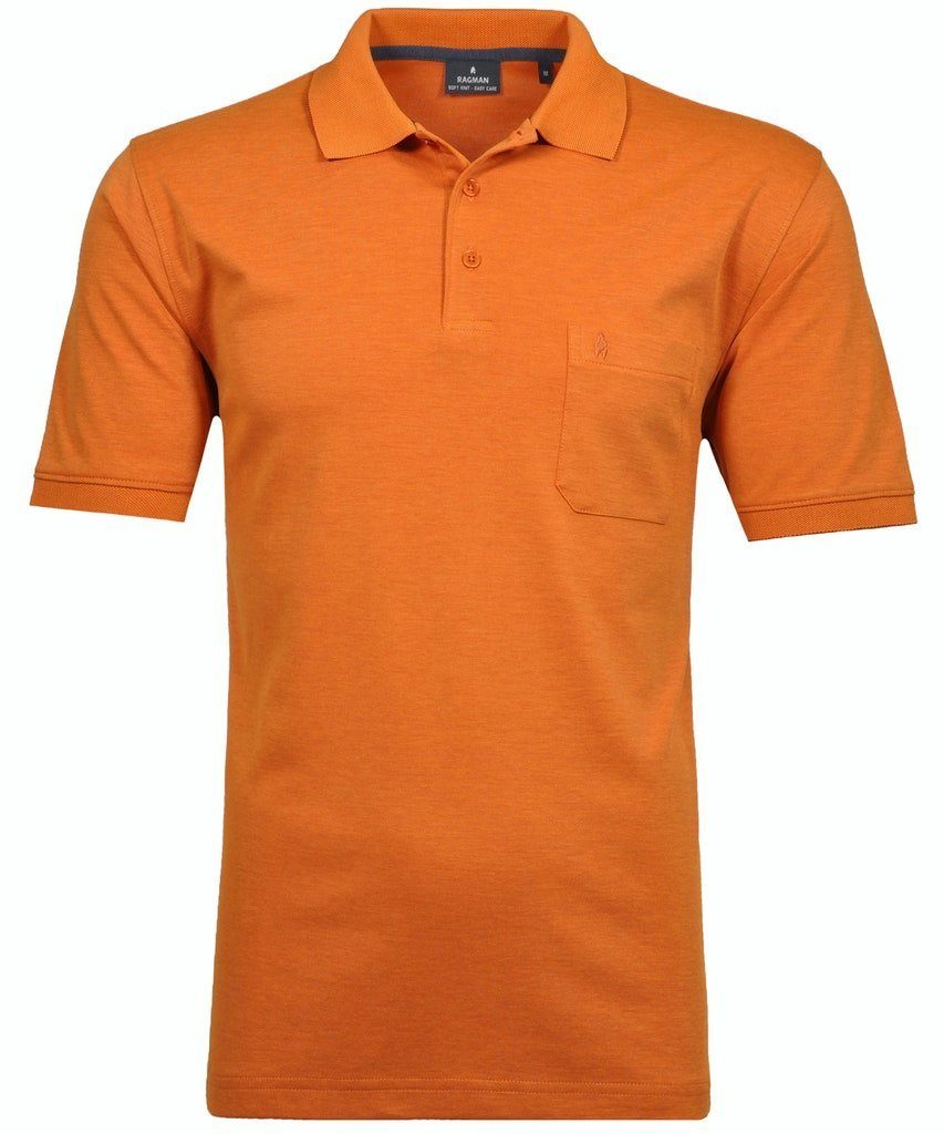 He.Polo / short T-Shirt Polo RAGMAN button 580 sleeve TERRA Ragman /