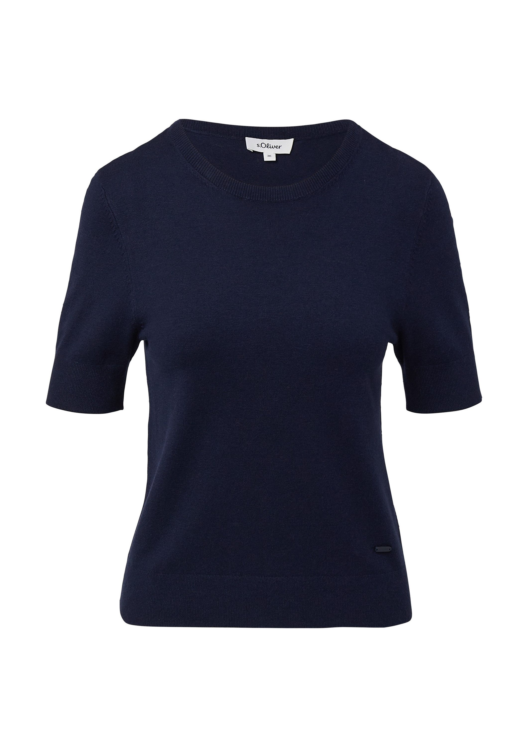 s.Oliver Kurzarmpullover Strickpullover Kurzärmeliger Strickpullover mit Ri günstig online kaufen