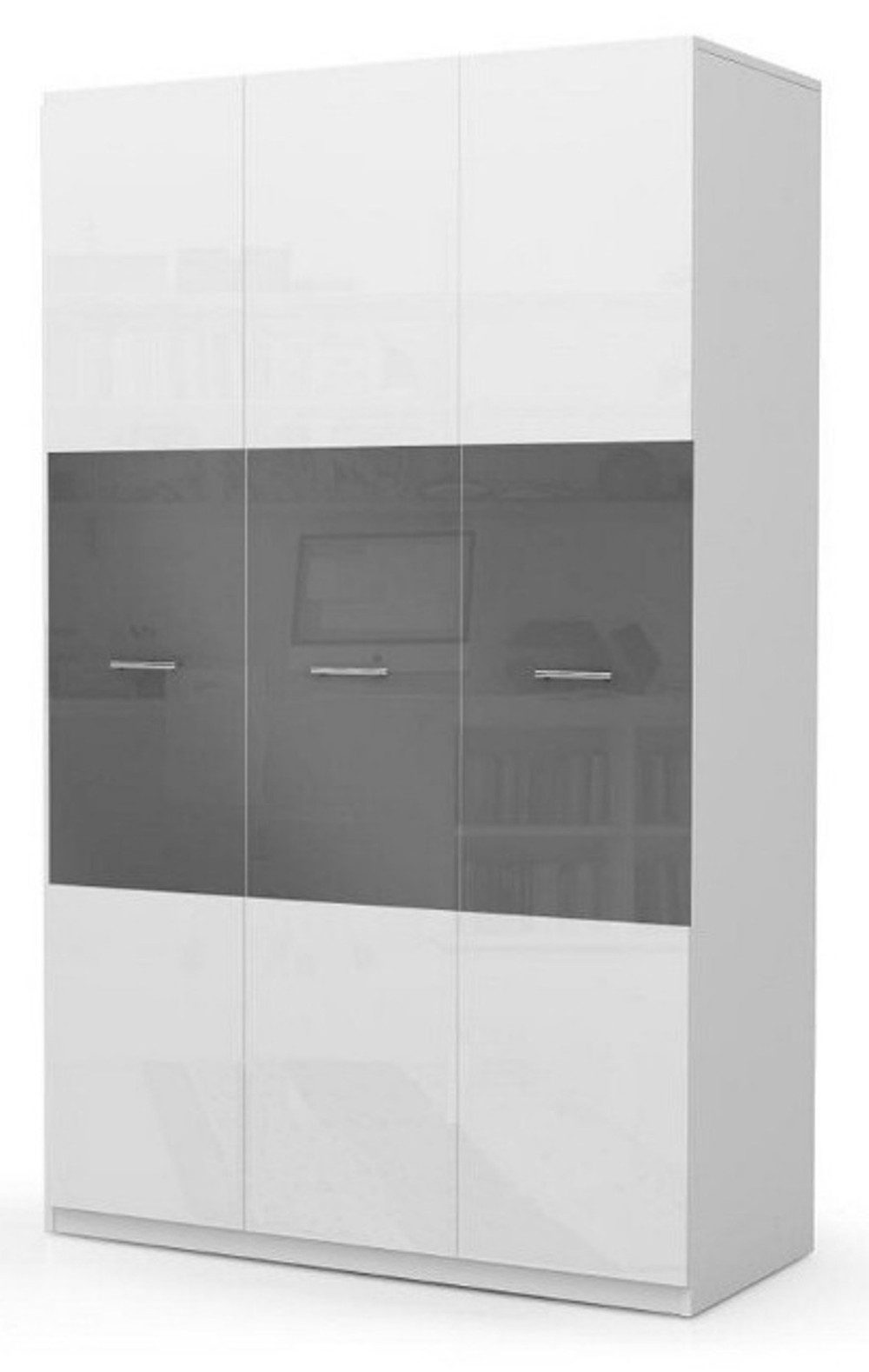 JVmoebel Kinderkleiderschrank Hochglanz Kinderzimmer Schrank in Grau für stilvolle Ordnung (Kinderkleiderschrank) Made in Europa