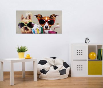 KUNSTLOFT Gemälde Kiki, Jack und Matt 120x60 cm, Leinwandbild 100% HANDGEMALT Wandbild Wohnzimmer