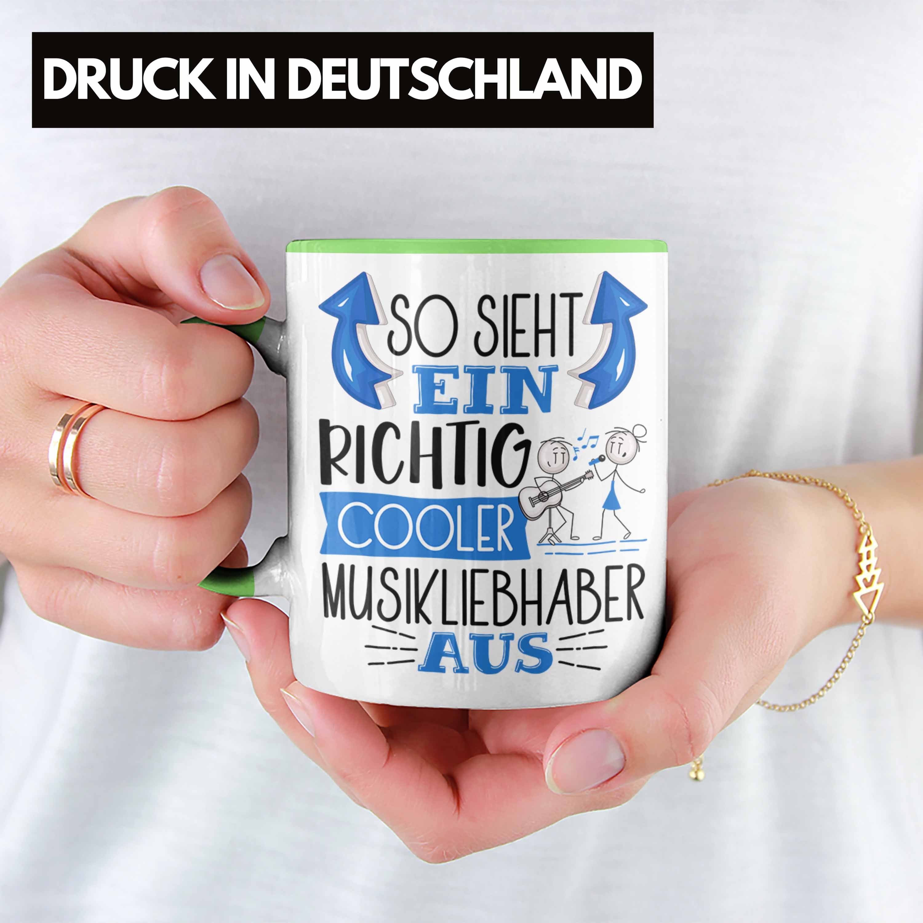 Trendation Musikliebhaber Geschenk Sieht Tasse Aus Cooler Tasse Grün Ein Richtig So Lustige