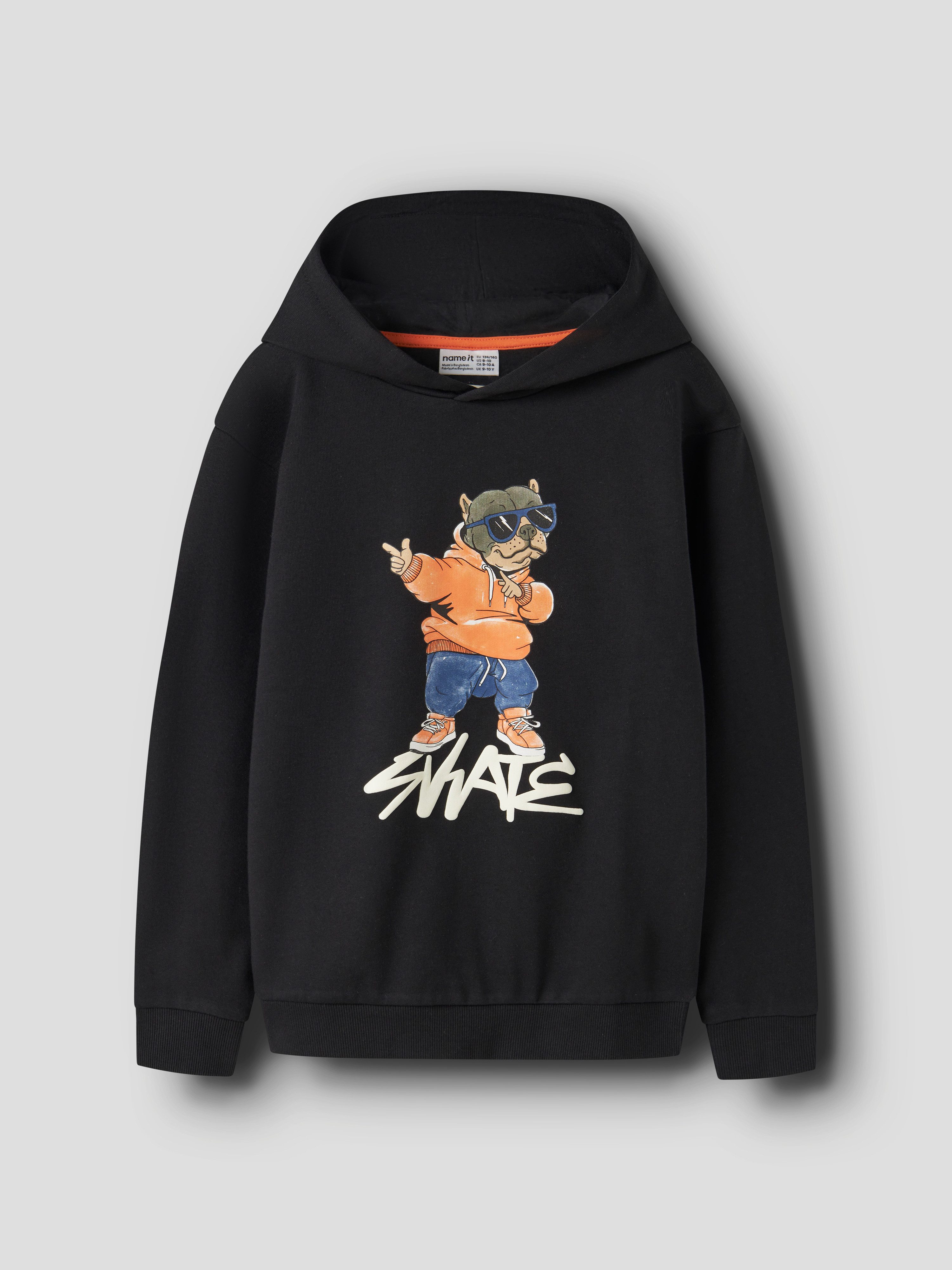Name It Kapuzensweatshirt NKMNAVI LS NREG SWEAT WH BRU BOX Baumwolle, regular fit – Bild 2 von 4