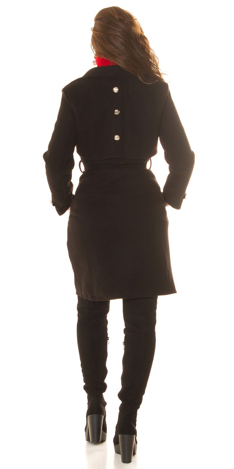 goldenen Koucla Langmantel Details Musthave Mantel schwarz mit