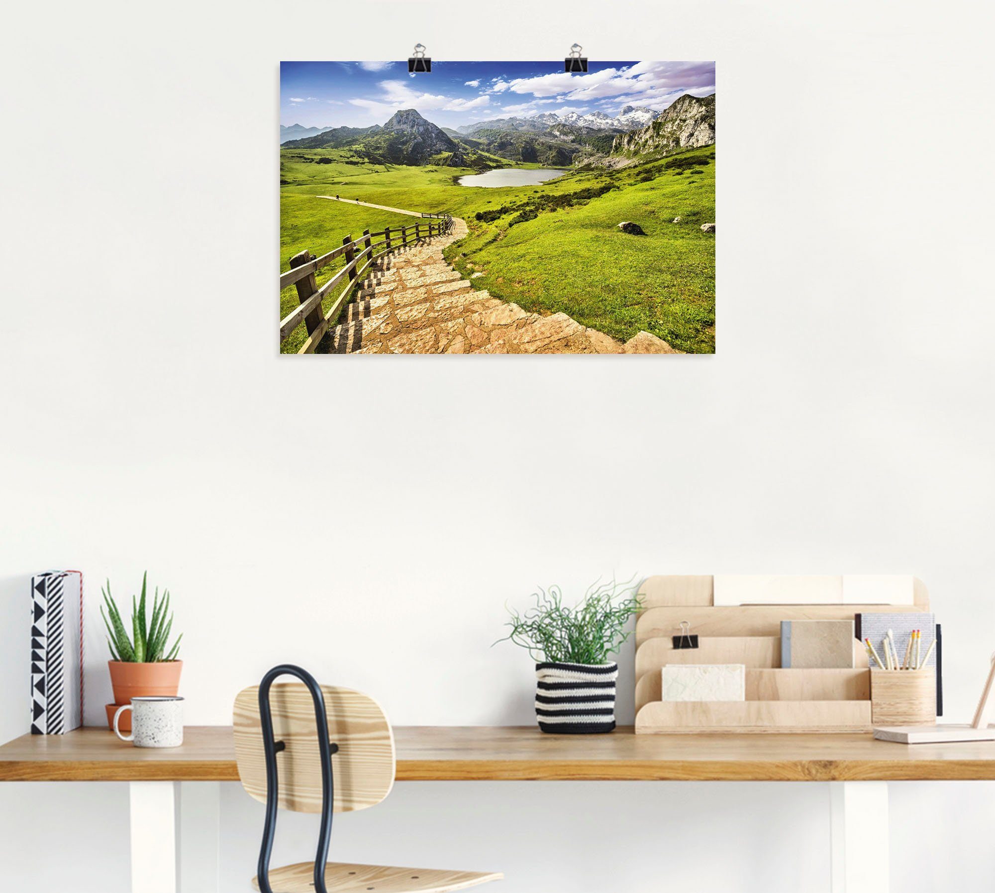 Artland Wandbild Berglandschaft Alpenbilder oder in als Alubild, versch. Poster (1 Größen Leinwandbild, & in Asturien, St), Wandaufkleber Berge