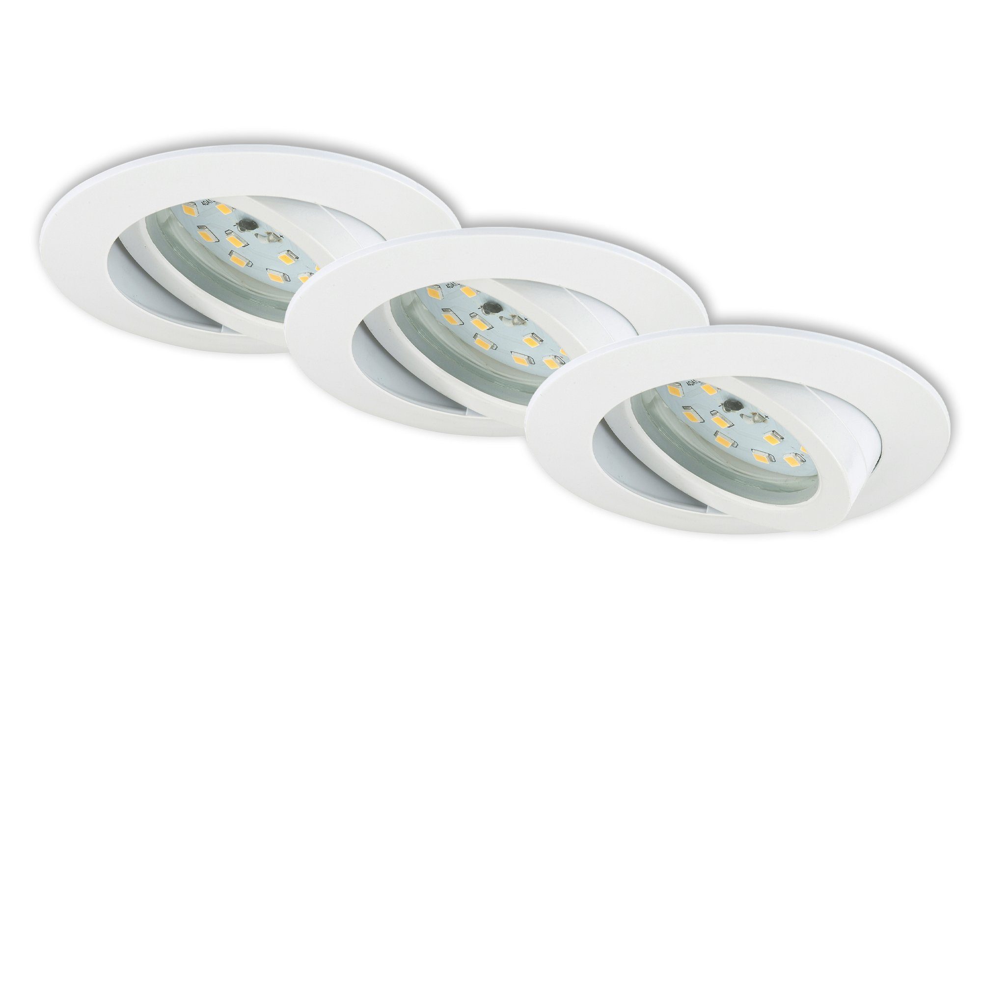 Briloner Leuchten LED Einbauleuchte 7296-036, LED fest verbaut, Warmweiß, Einbauleuchte SET dimmbar schwenkbar IP23 Ø 8,2cm