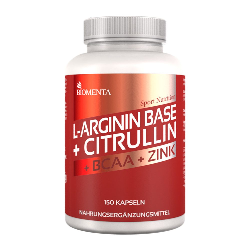 BIOMENTA Arginin + Citrullin + BCAAs & Zink Komplex - 150 Kapseln Kapseln, 197.25 g