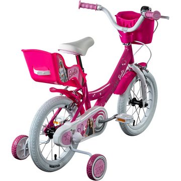 Barbie Kinderfahrrad Barbie, 1 Gang, ohne Schaltung, Kinderfahrrad 14 Zoll Mädchenfahrrad ab 3 110-115cm Fahrrad Kinderrad