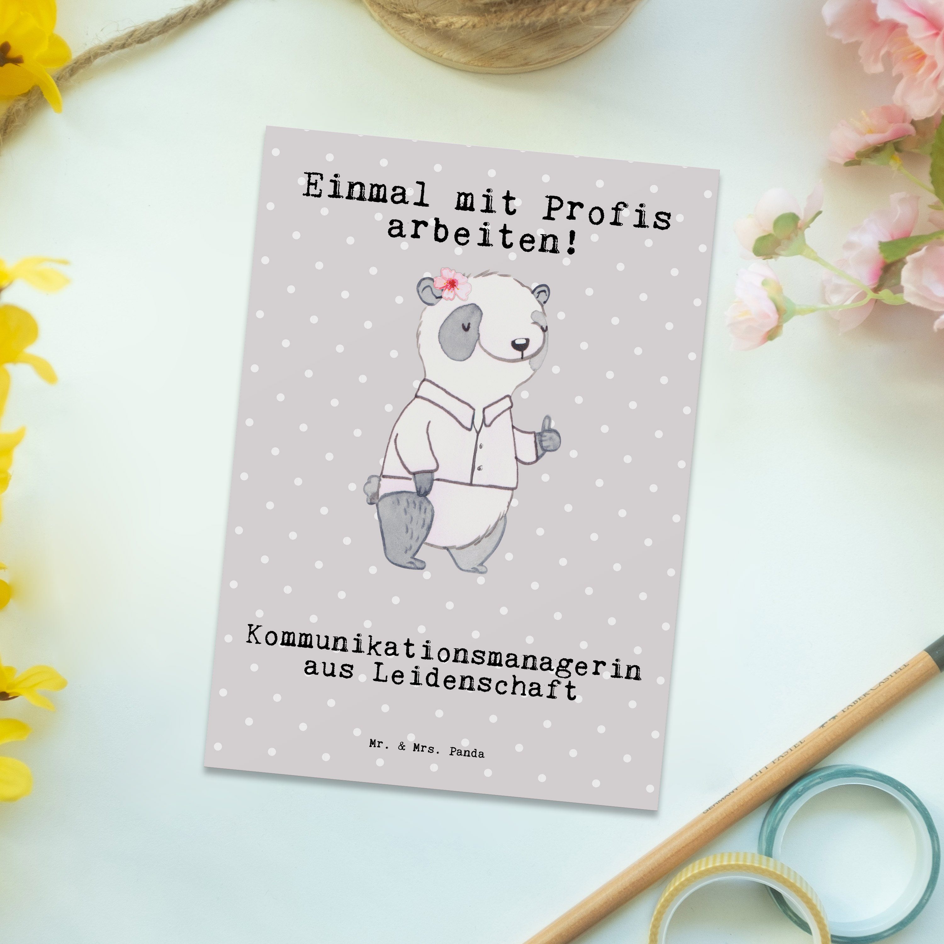 Geschenk, aus Pastell Postkarte Panda Mrs. Leidenschaft Kommunikationsmanagerin - - Mr. Grau D &