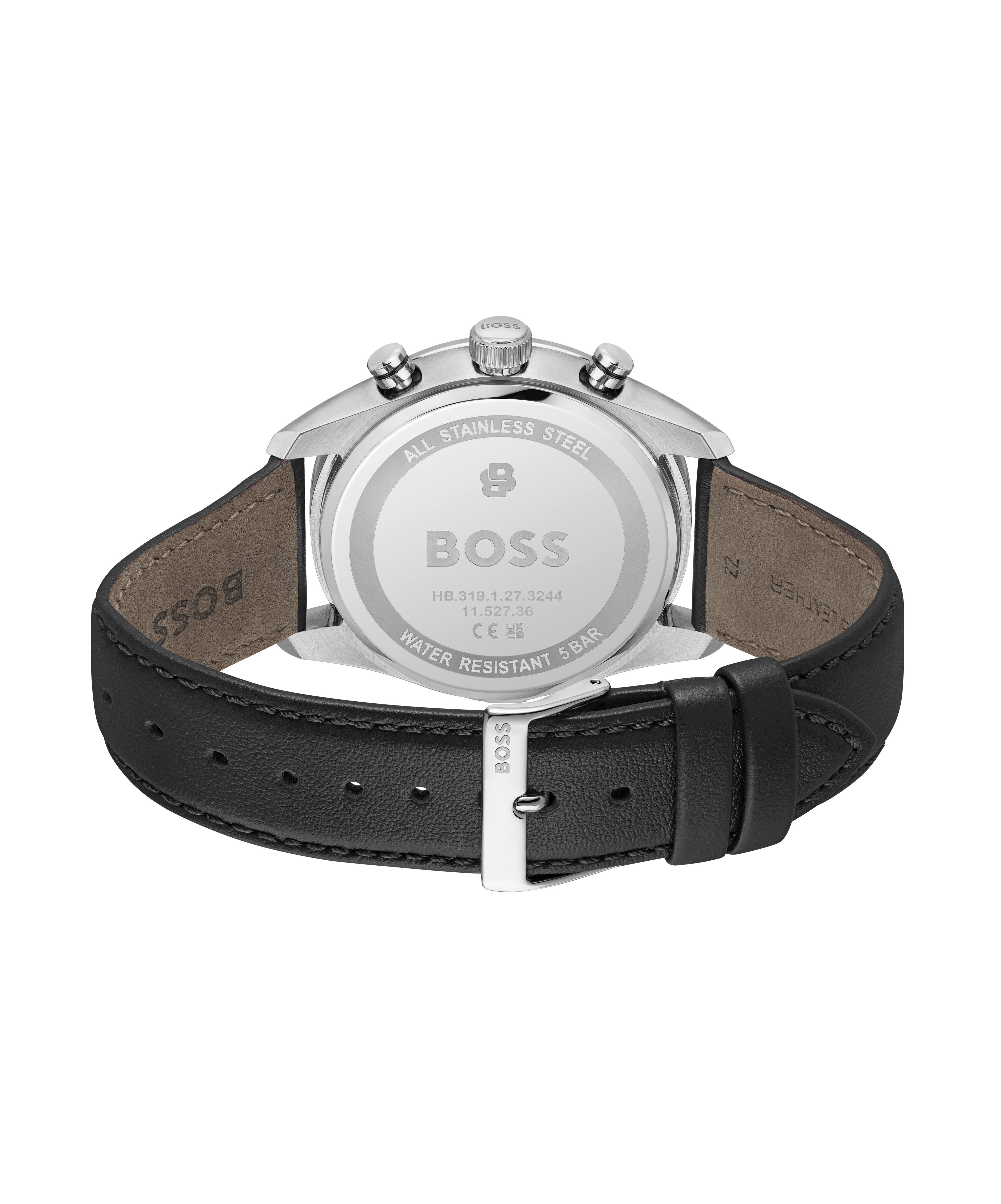 BOSS Chronograph GRAND PRIX 1514343, Quarzuhr, Armbanduhr, Herrenuhr, Lederarmband, analog, Tag
