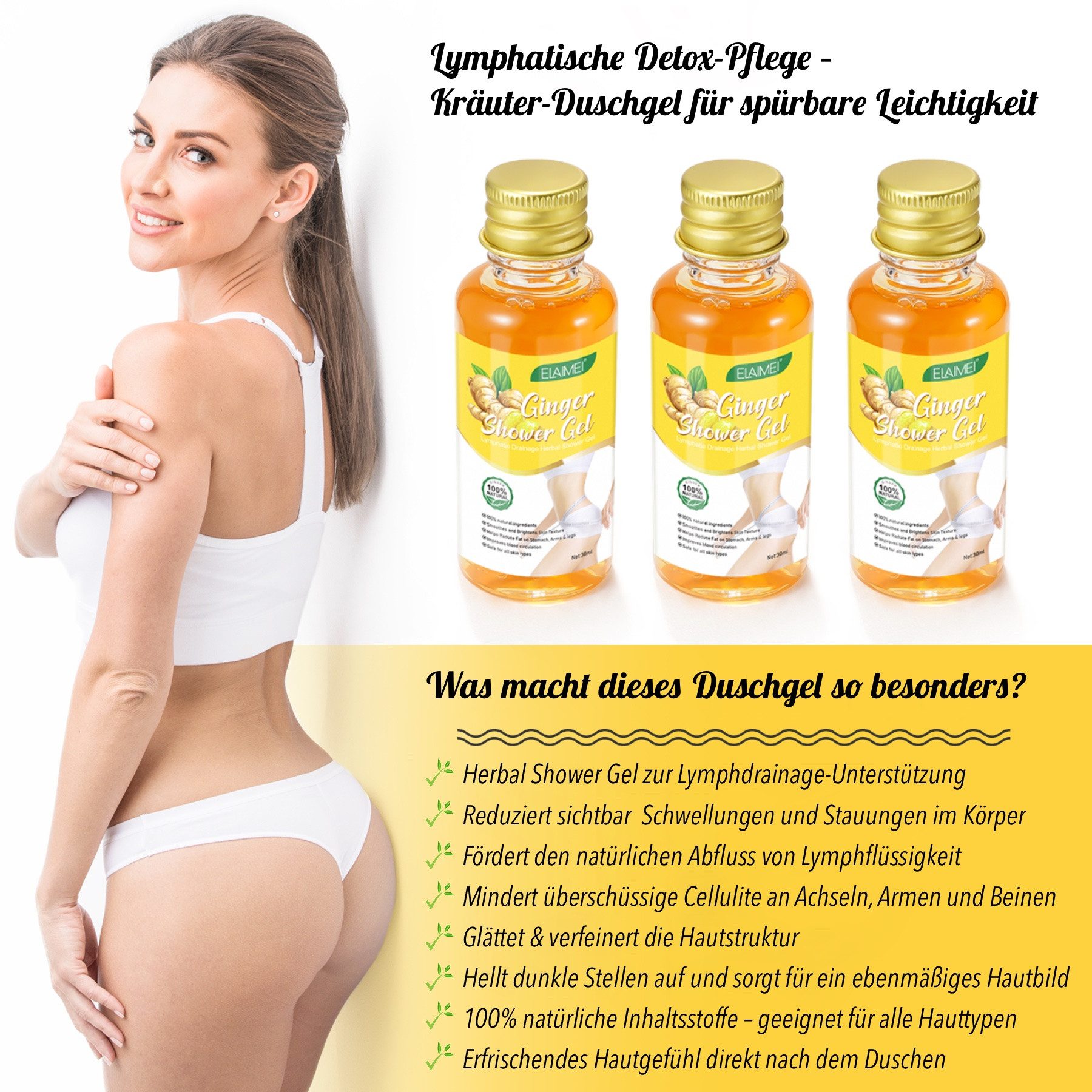 P-Beauty Cosmetic Accessories Duschgel Ingwer Shower Gel Lymphdrainage Körperpflege mit Rosmarin 3x30ml, 2-tlg., Ingwer, Ginger, Hautpflege, Duschgel, Körperpflege