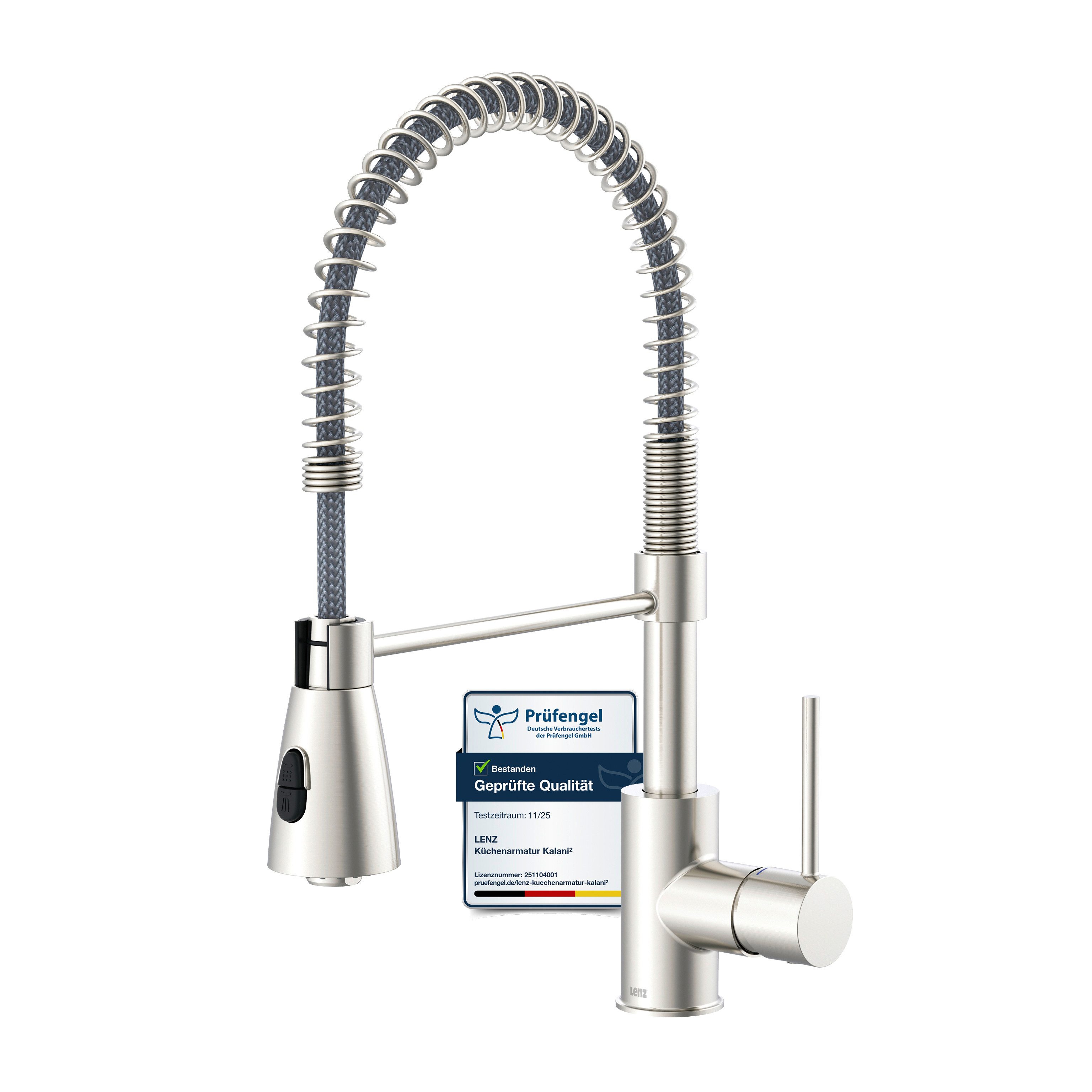 Lenz Küchenarmatur KALANI² flexible Geschirrbrause, 2 Strahlarten, 306° schwenkbar Nickelfrei