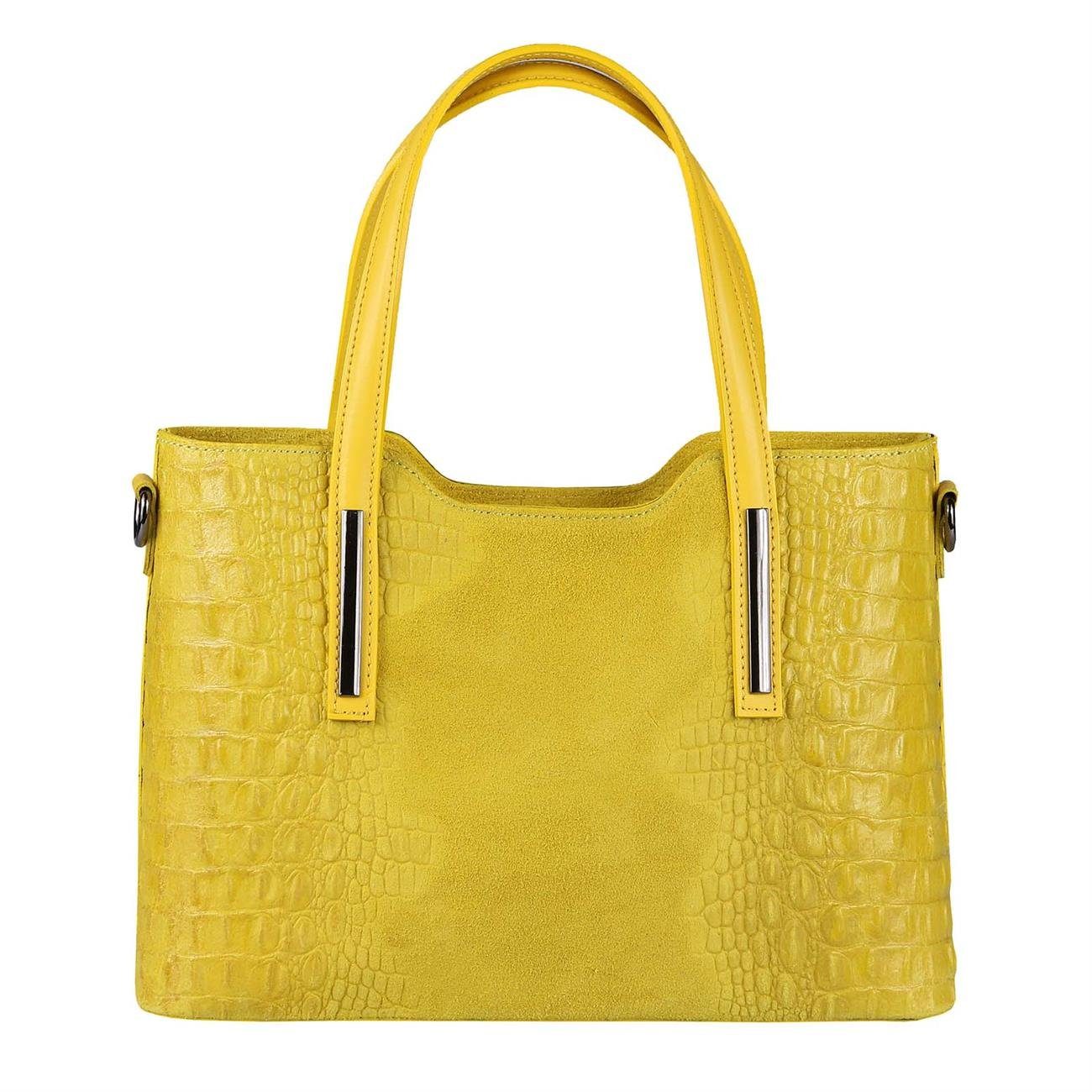 ITALYSHOP24 Schultertasche Made in Italy Damen echt Leder Henkeltasche Shopper Lederhandtasche, Kroko Muster, Italienische Umhängetasche Cross Over Body Bag, Premium