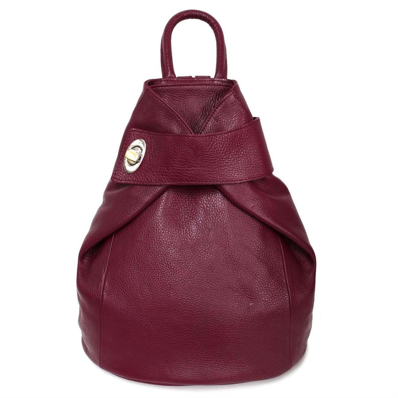 ITALYSHOP24 Rucksack Made in Italy Damen Leder Schultertasche Daypack Freizeitrucksack Bag, PREMIUM Cityrucksack Umhängetasche Shopper Tagesrucksack Handgepäck