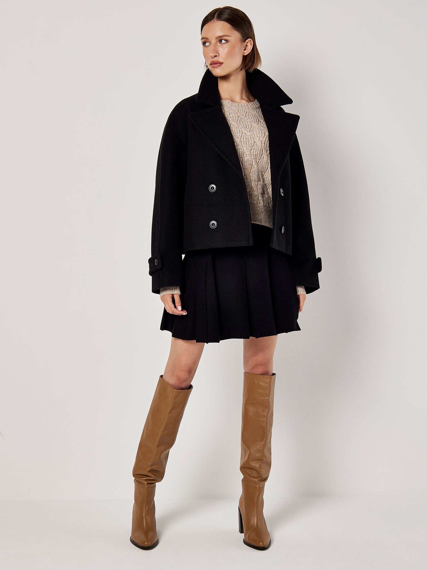 Apricot Wollmantel Zweireihiger Mantel (1-tlg) mit Revers günstig online kaufen