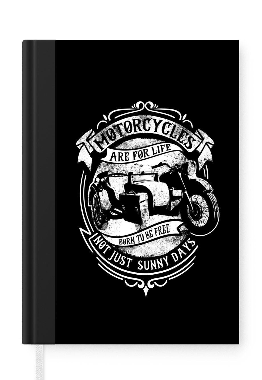 MuchoWow Notizbuch Journal, - A5, Notizheft, Seiten, Zitate, Motorrad Haushaltsbuch Vintage Mancave Merkzettel, - 98 Tagebuch, 