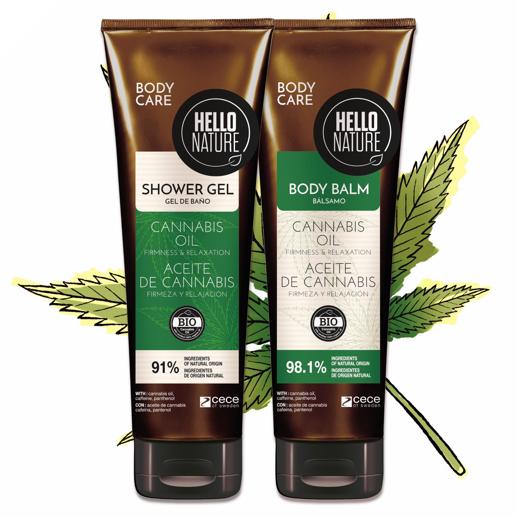 P-Beauty Cosmetic Accessories Уход за кожей-Set Körperpflege Hanföl Cannabis Set Duschgel Body Butter Balm Öl, Körperpflege, Hello Nature, Cannabis, Hanf Öl