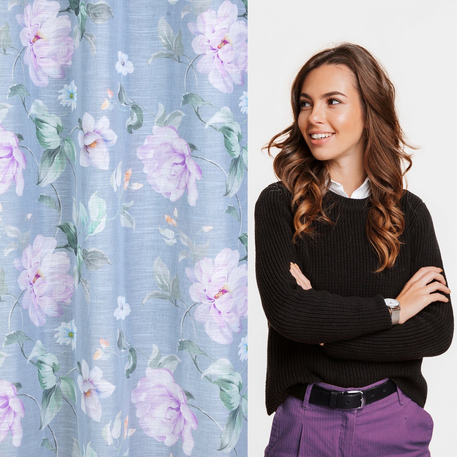 Eurofirany Gardine Landhaus Gardinen mit Blumenmuster günstig online kaufen