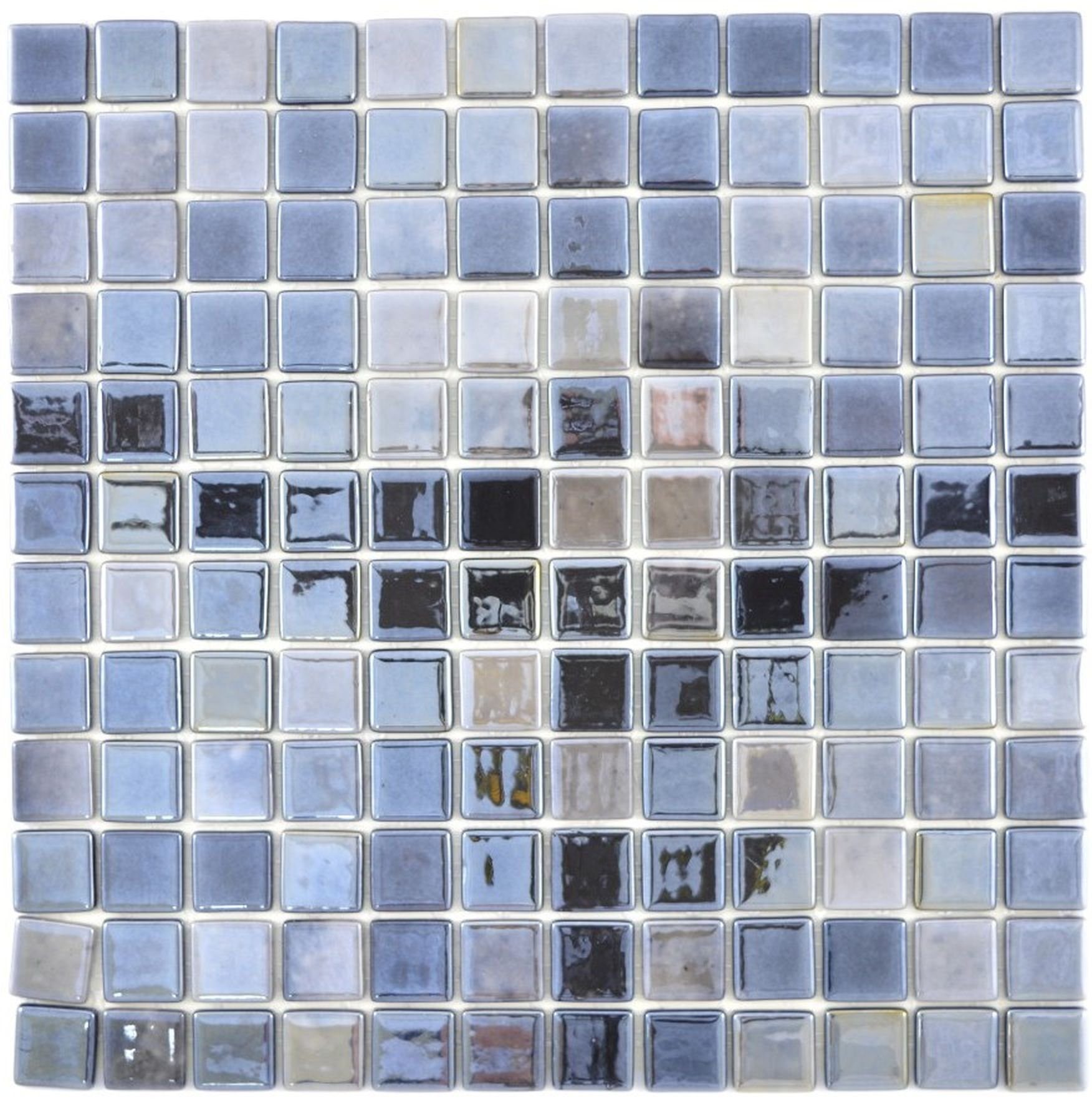 Mosani Mosaikfliesen Glasmosaik Nachhaltiger Wandbelag Recycling Fliese anthrazit metallic