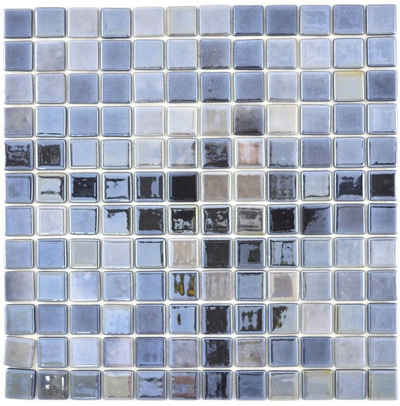 Mosani Mosaikfliesen Glasmosaik Nachhaltiger Wandbelag Fliese Recycling anthrazit metallic