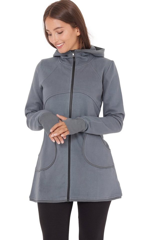 PUREWONDER Langjacke Einfarbige Kapuzenjacke jk3 mit Daumenlöchern