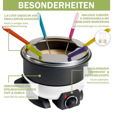 bmf-versand Fondue Fondue Set elektrisch 6 Personen Fleischfondue Käsefondue, 6 Fonduegabeln, 1,60 l