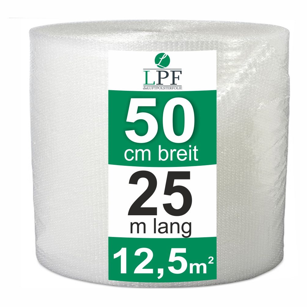LPF dieLUFTPOLSTERFOLIE Schutzfolie Luftpolsterfolie Breite 50cm x Länge 25m Noppenfolie Rolle