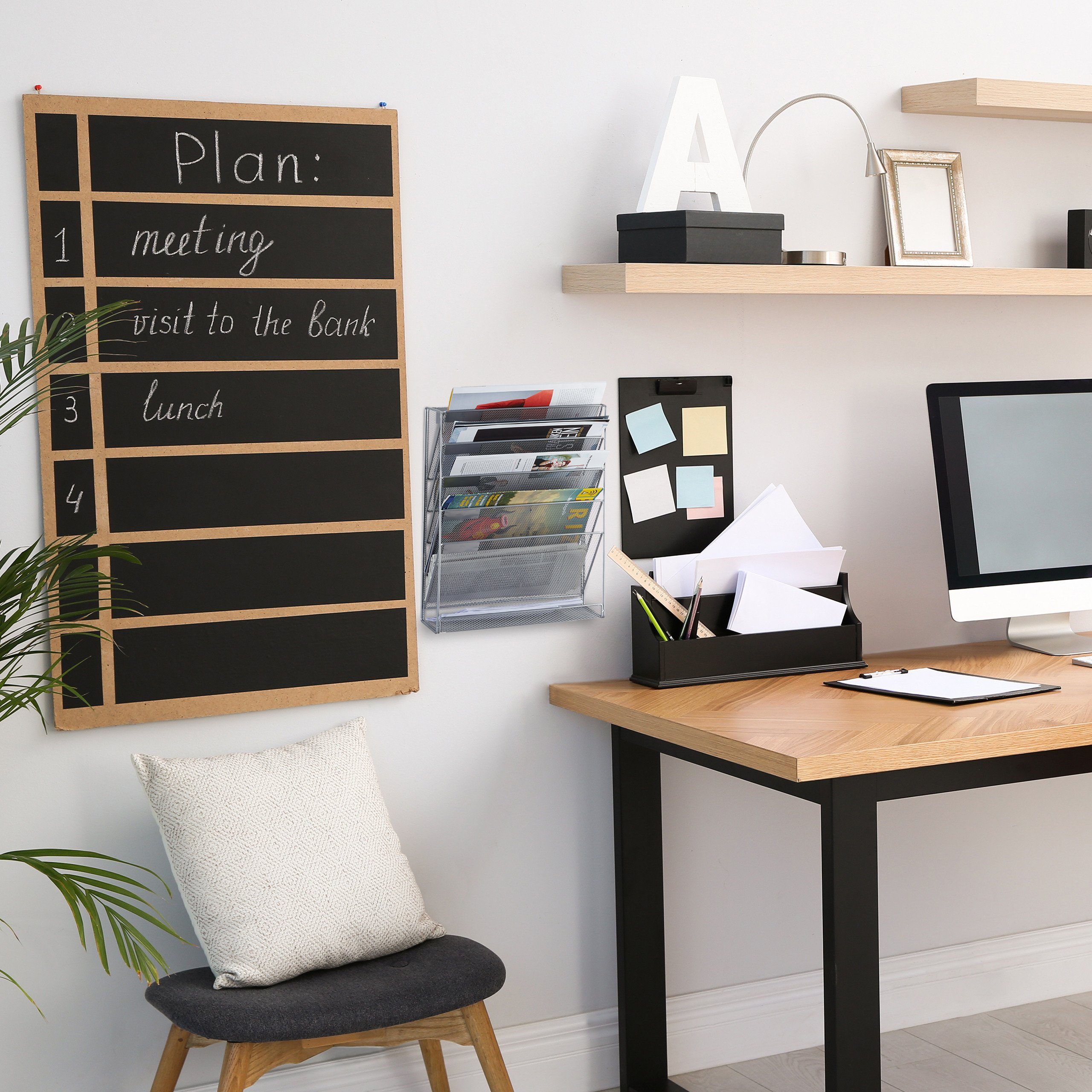 relaxdays Zeitungsständer Zeitschriftenhalter Wand, silber günstig online kaufen