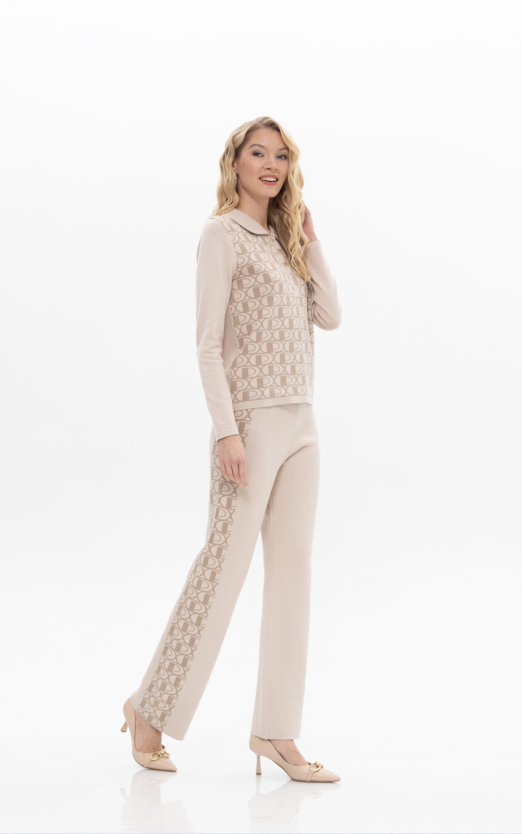 Passioni Strickpullover mit Polokragen und Logo günstig online kaufen