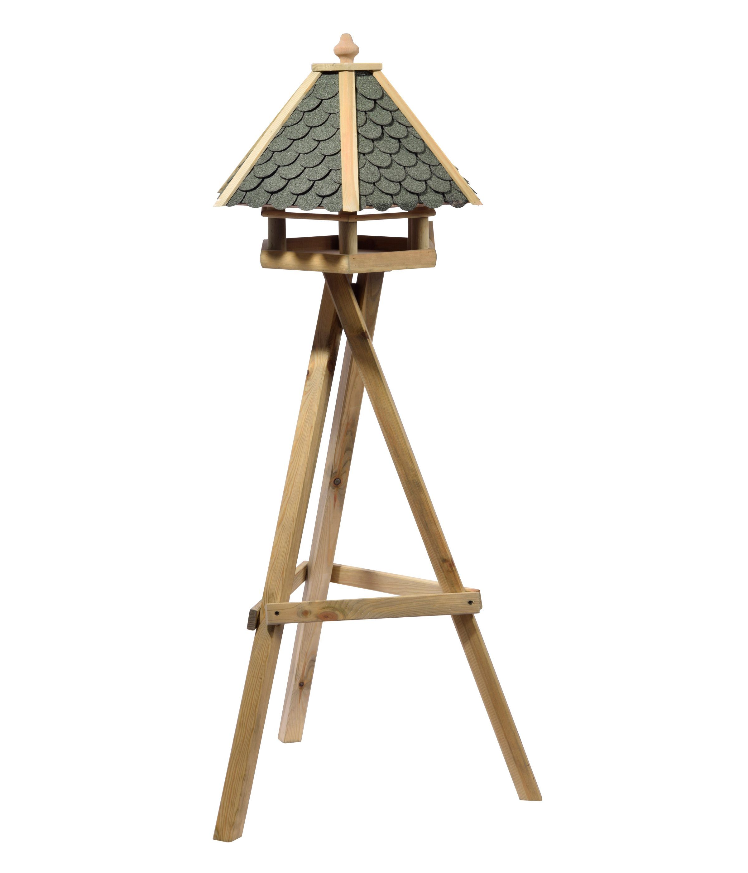 Dehner Vogelhaus Natura Wildvogel-Futterhaus Achensee mit Ständer, 148 x 68 x 62 cm, mit Schindeldach, extra robust