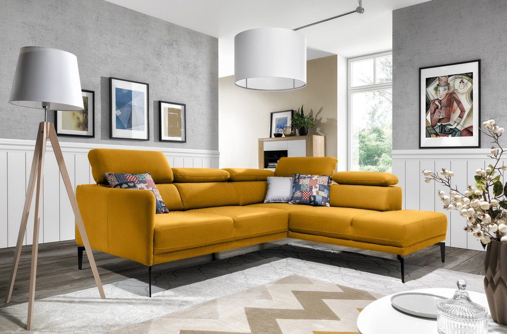 Stylefy Ecksofa Sallent, L-Form, Eckcouch, mane links oder rechts bestellbar, frei im Raum stellbar, Modern Design, Relaxfunktion, inklusive Kopfteilverstellung